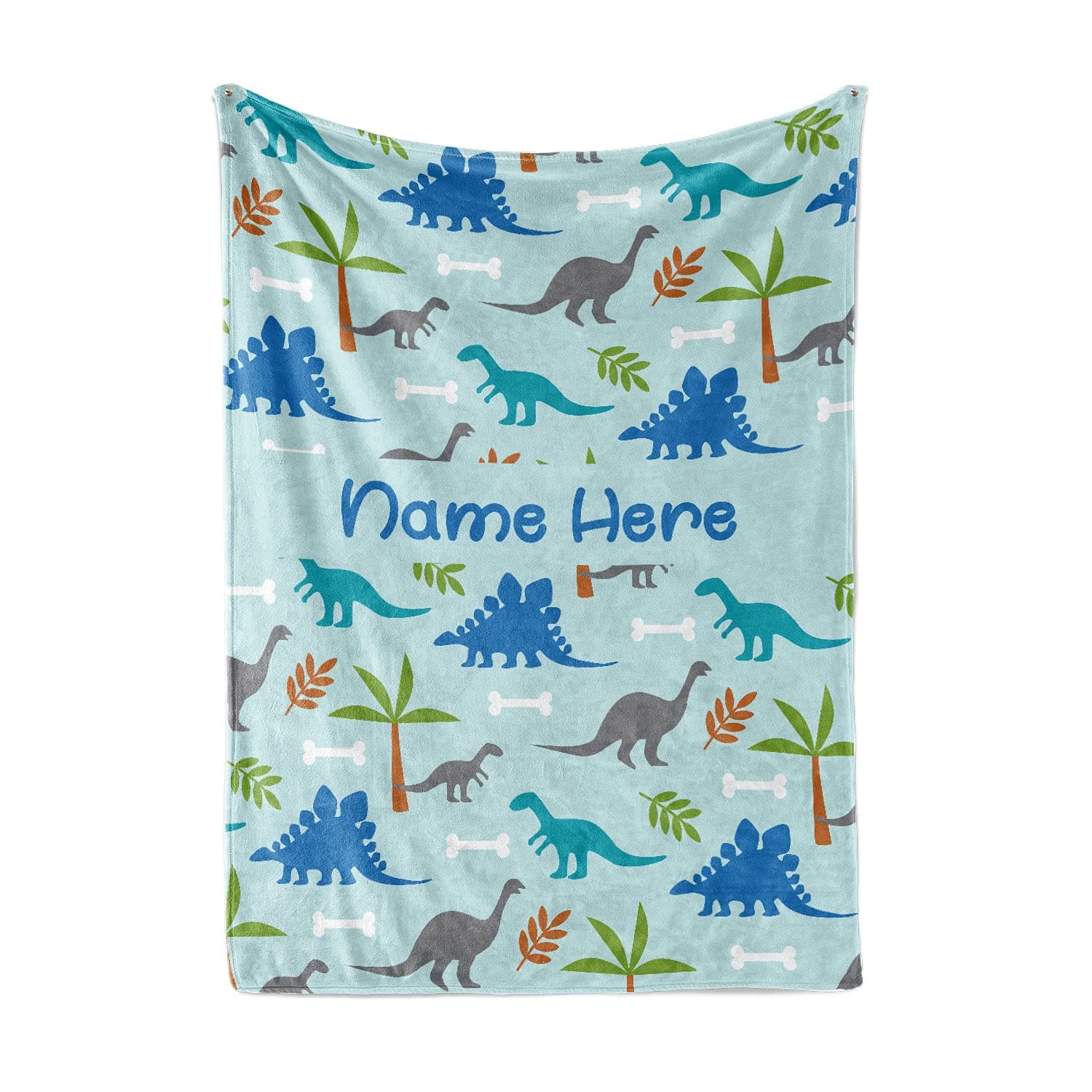 Personalized CornerLight Blue Dinosaur Fleece Blanket | Baby blankets for boys & girls | Toddler blanket for daycare | Fleece blanket for toddler | Personalized blanket for kid | Sherpa Throw Blanket