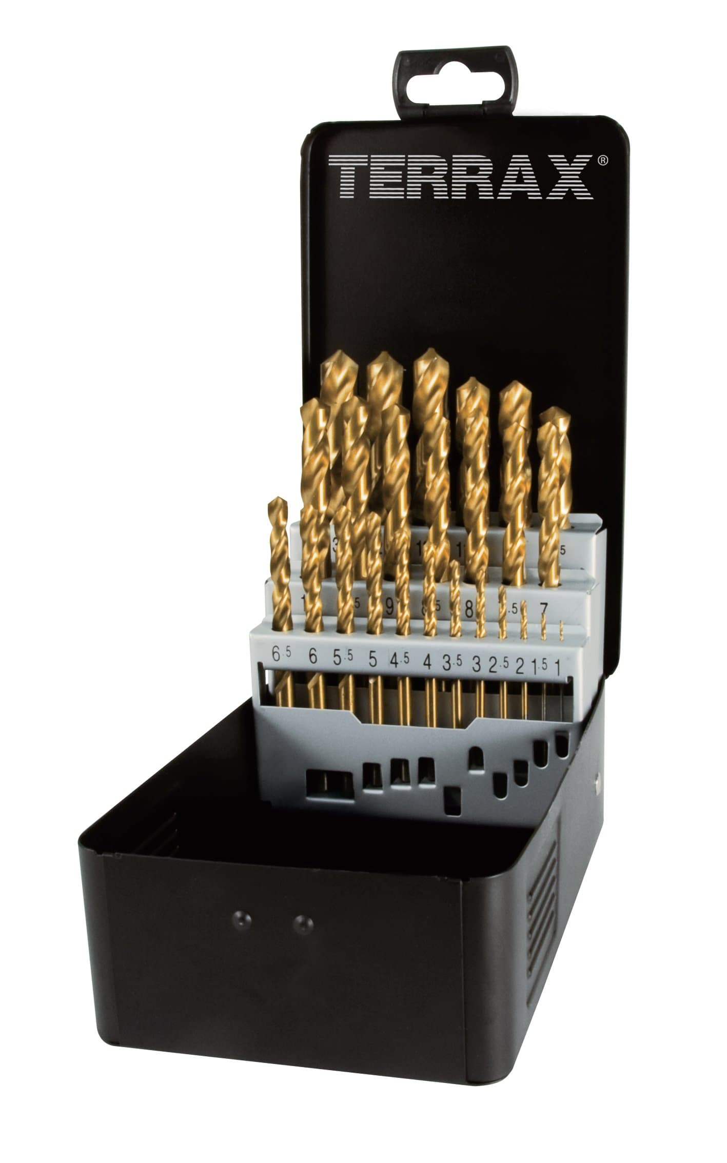 TERRAX A250215T - Juego brocas DIN 338 Tipo N HSS-TiN rectificadas 25 piezas