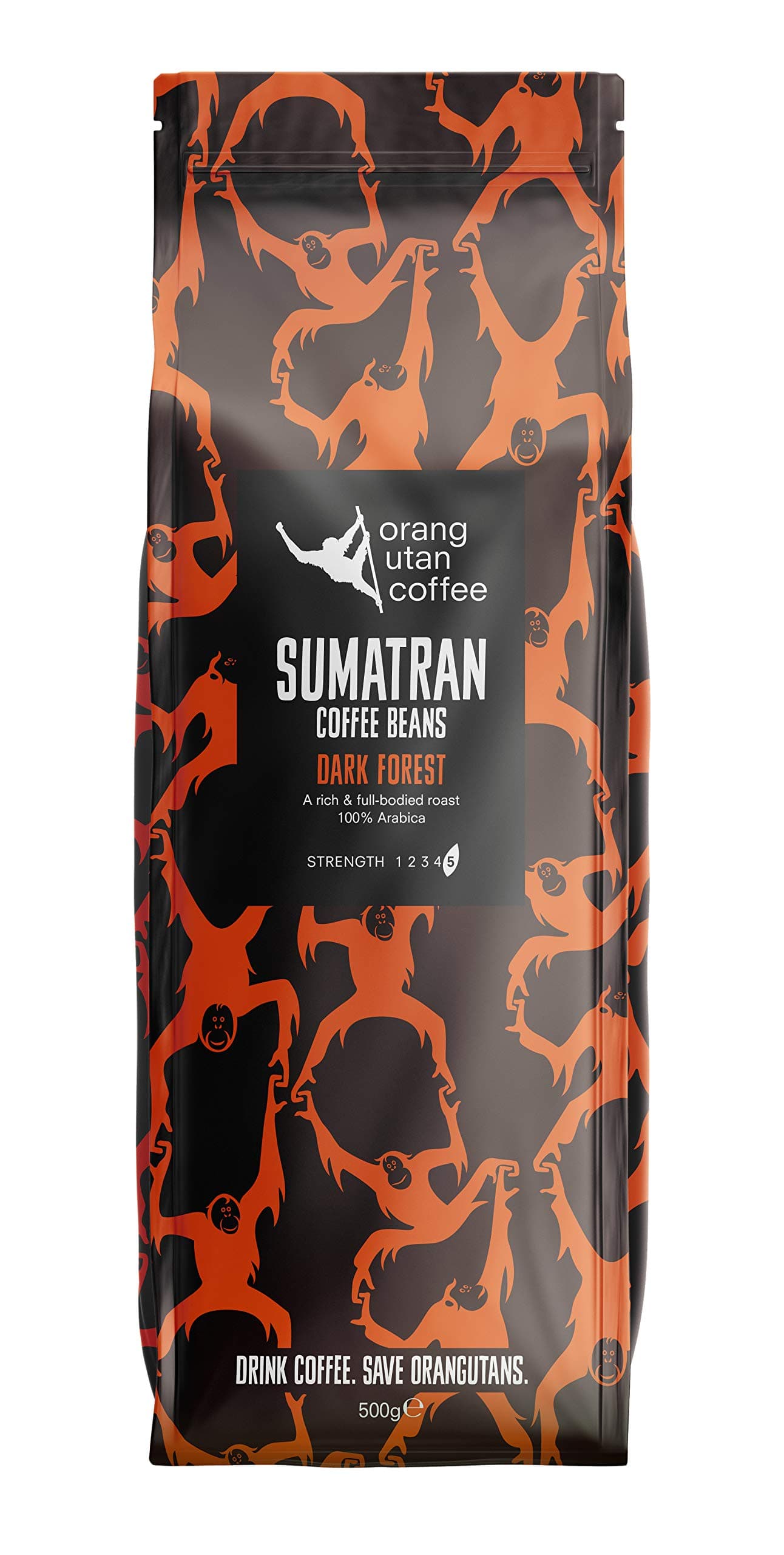 Indonesia Sumatra Orangutan Coffee Beans, 500g, Orang Utan Conservation Project, (Whole Bean, 500g)