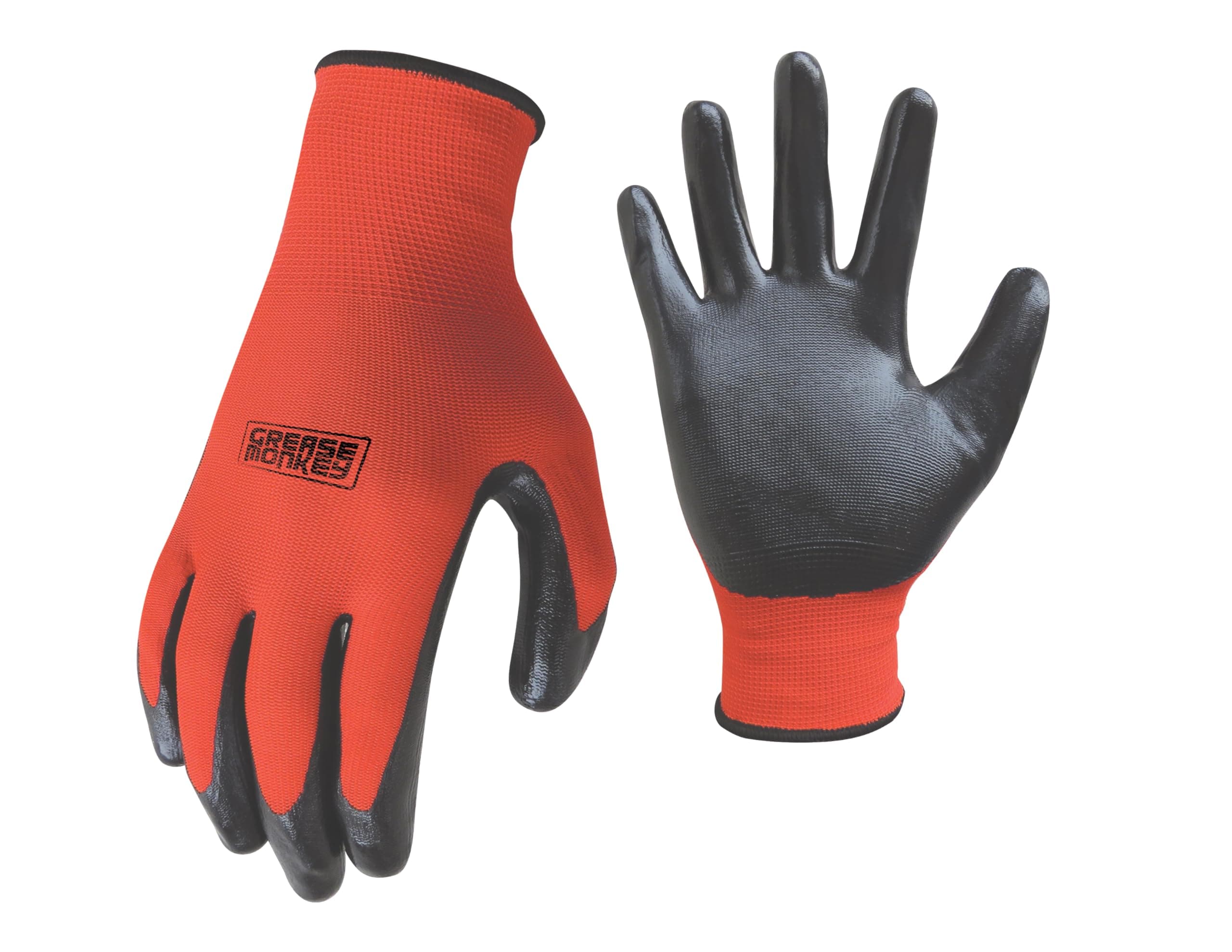 Grease Monkey Work Gloves, Men's Nitrile All Purpose Gloves with Grip for Construction, Safety, Mechanics, Touchscreen