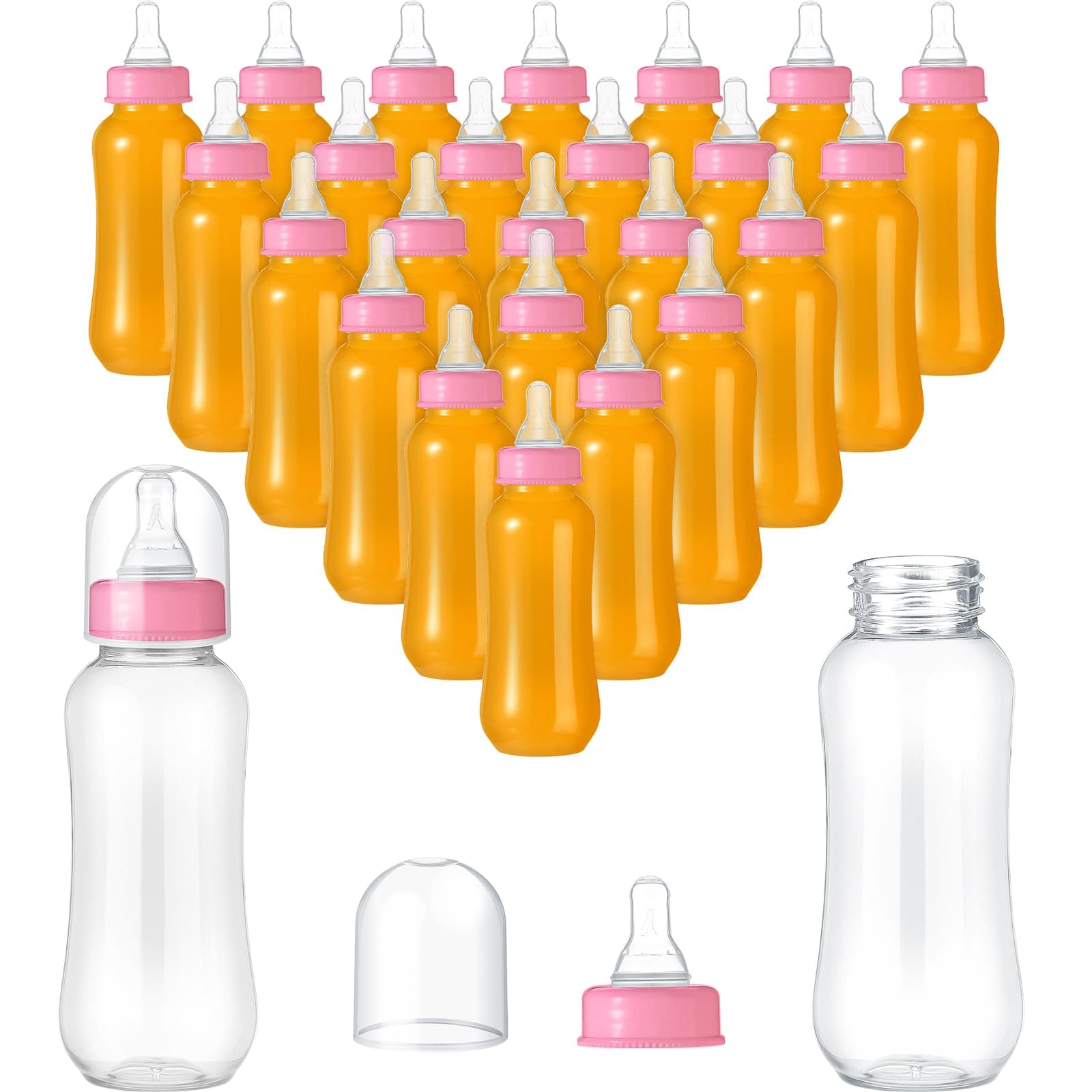 Norme 24 Pcs 9.5 oz Plastic Bottles Chug Shower Game Party Favors for Shower Decorations Gender Reveal Gifts (Pink)