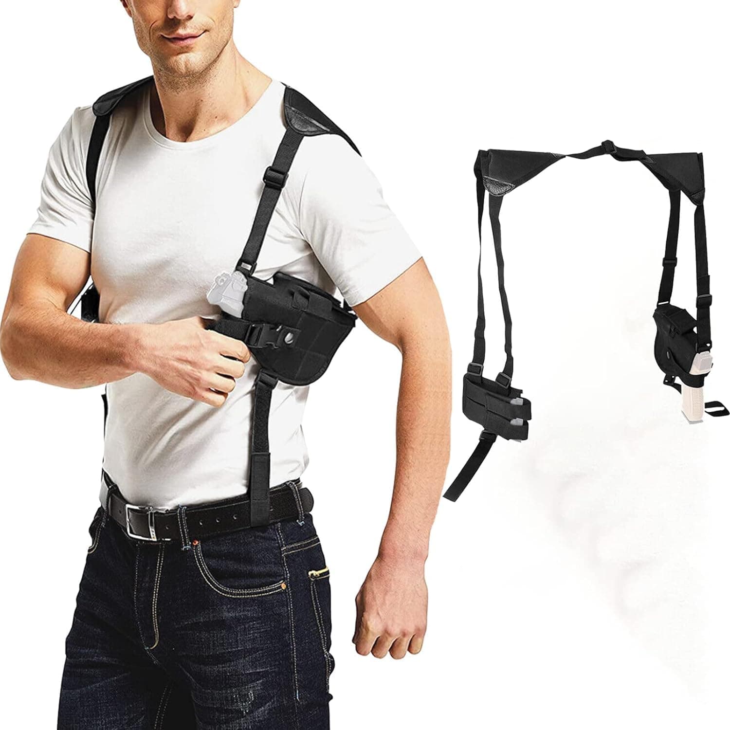 Pistol Shoulder Holster - Gun Holster Shoulders Tactical Underarm Holsters Vertical Guns Holster Adjustable Concealed Carry Holsters for Outdoor Training