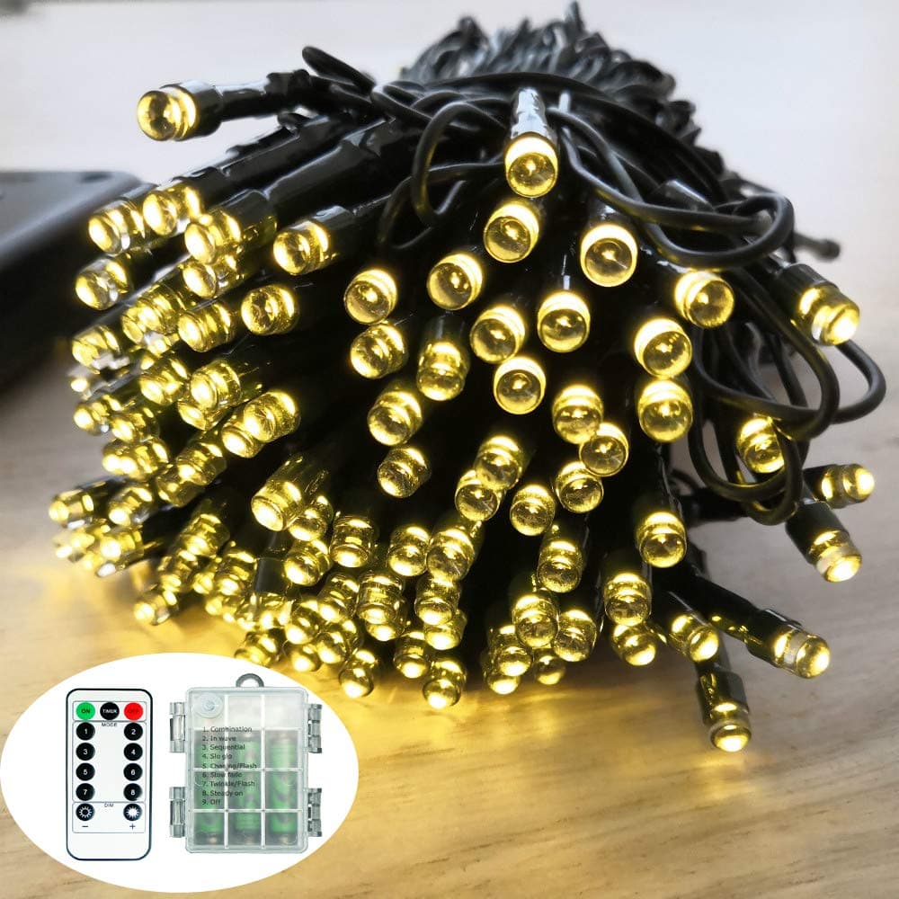 Battery Remote Control Christmas Lights Electric lights for Christmas Tree ,100 LED Clear Mini Lights String Lights,Wedding Indoor Outdoor Wreath Party Garden Thanksgiving Decoration, 36ft Waterproof