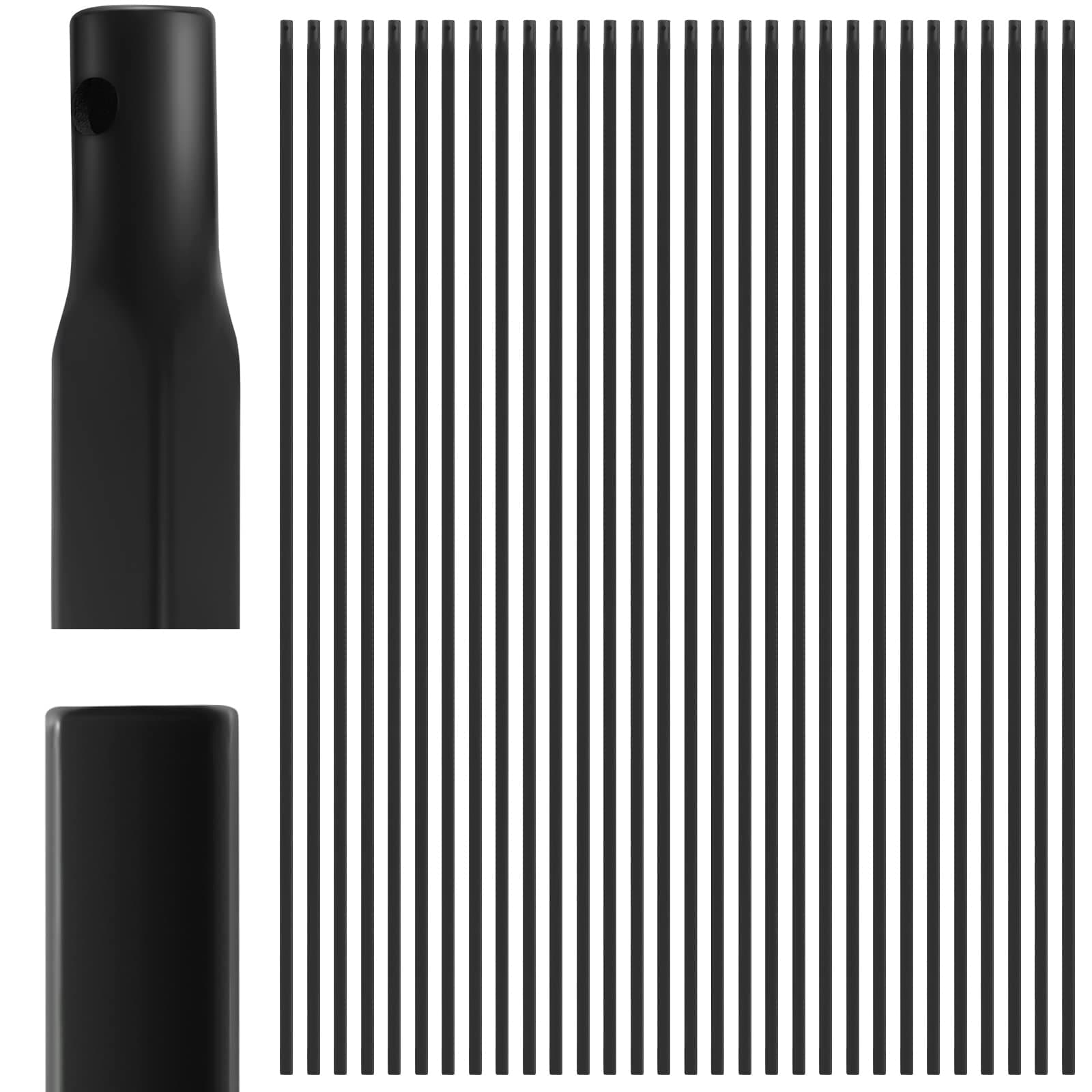 Dunzy 1/2" x 44" Deck Balusters Wrought Iron Plain Balusters Black Metal Hollow Iron Spindles Baluster for Staircase Interior Indoor Stairs Deck Railing(30 Pcs)