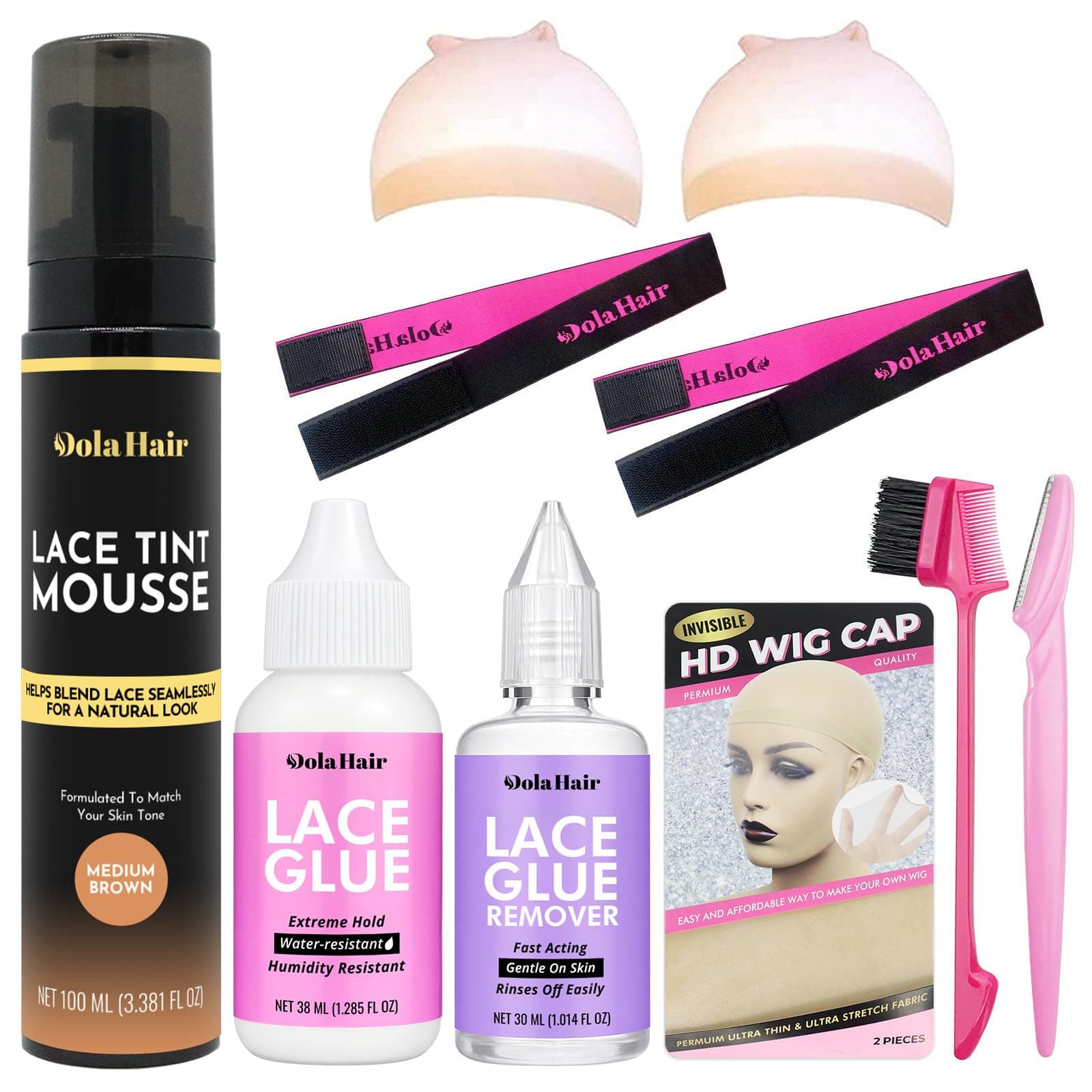 Lace Tint Spray Mousse for Lace Front Wigs - Melting Foam, Hair Mousse, Wig Glue, and Installation Kit