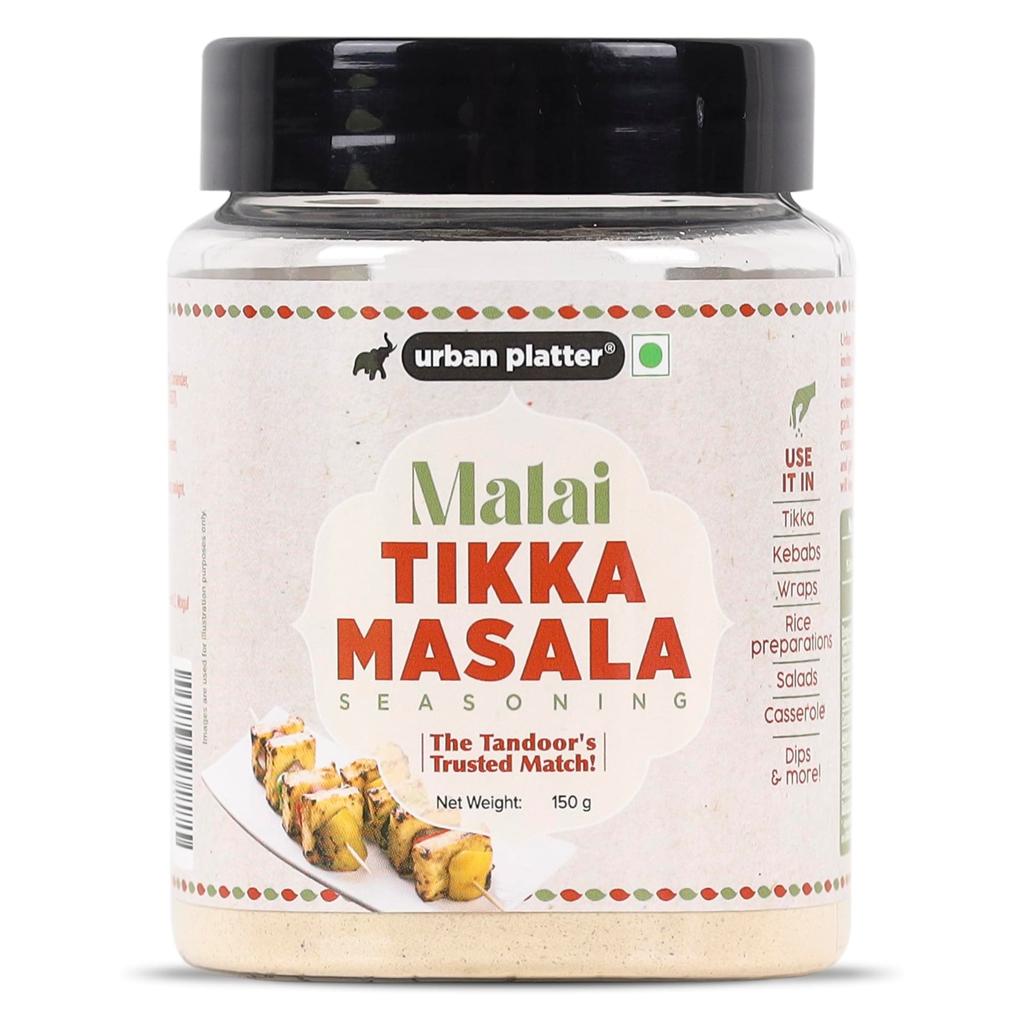 Urban Platter Malai Tikka Masala Seasoning, 150g [Aromatic and Flavourful | Marinades and Grilling | Natural Oils Preserved]