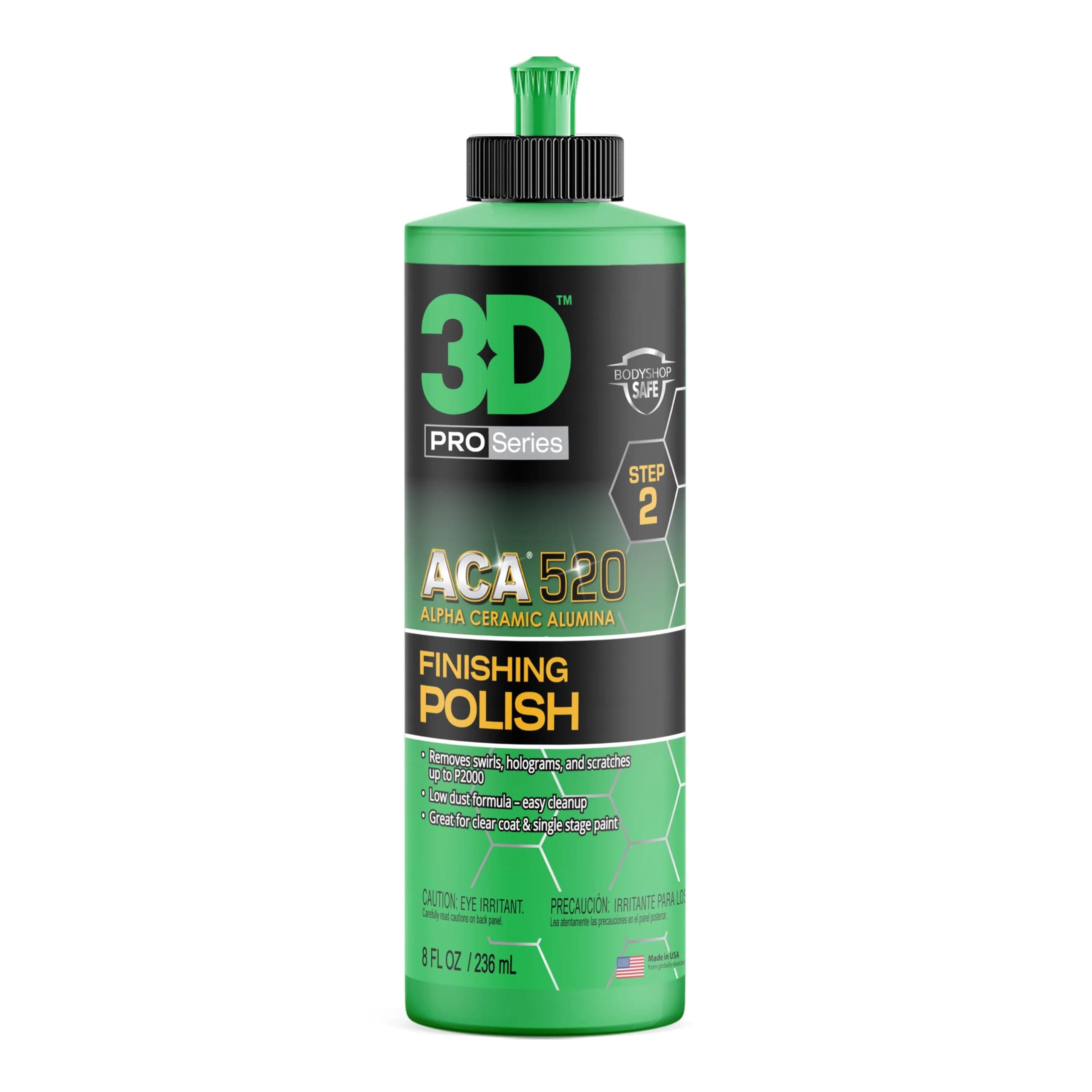 3D's ACA 520 Finishing Polish - Alpha Ceramic Alumina - True Paint Correction - 2 Step System - Step 2 - Made in USA (8oz)
