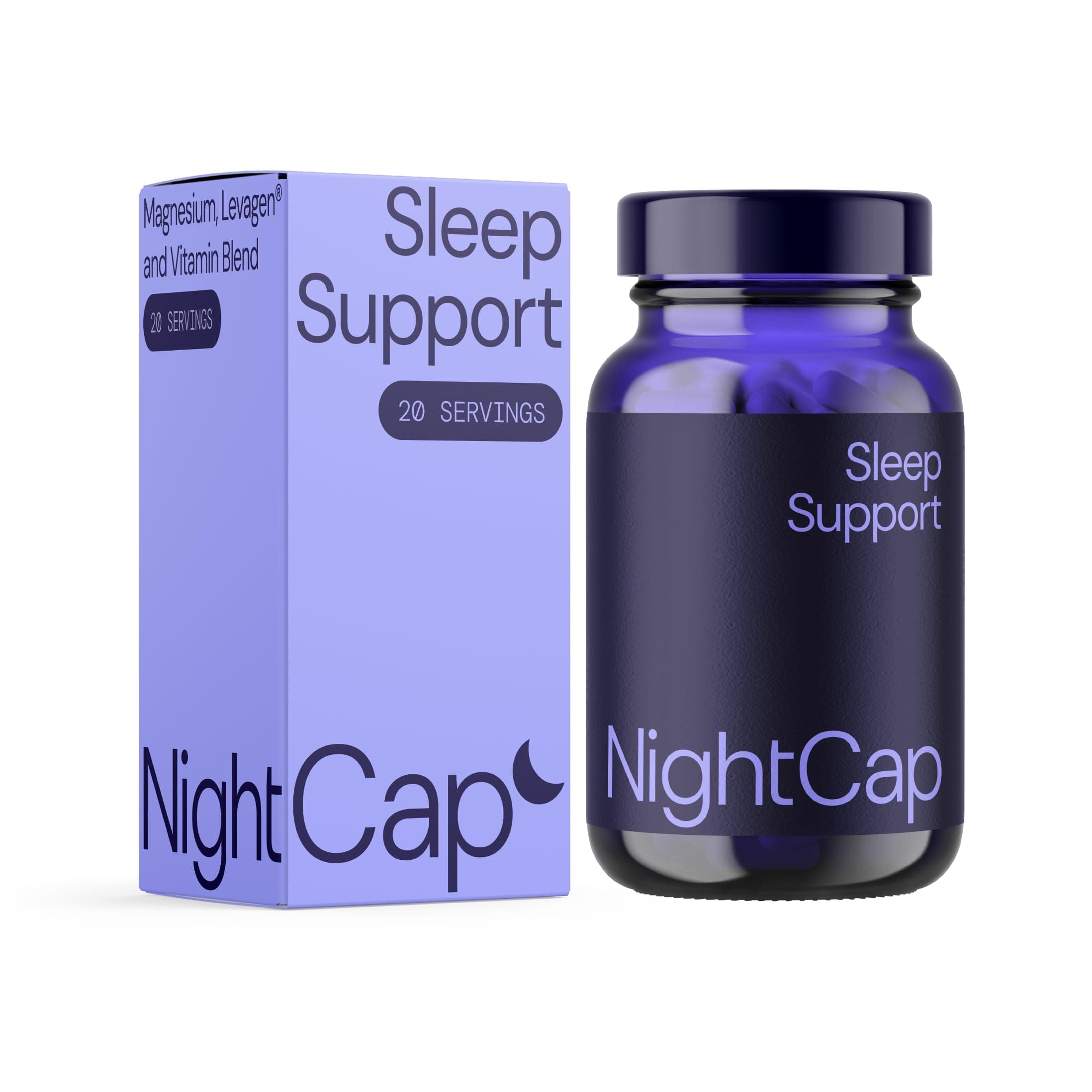 Sleeping Supplements from Nightcap Sleep Support | Magnesium Sleep Aid | Natural Insomnia Relief | Levagen & Vitamin Blend for a Deep Sleep | Capsule Tablets | Natural Melatonin Sources