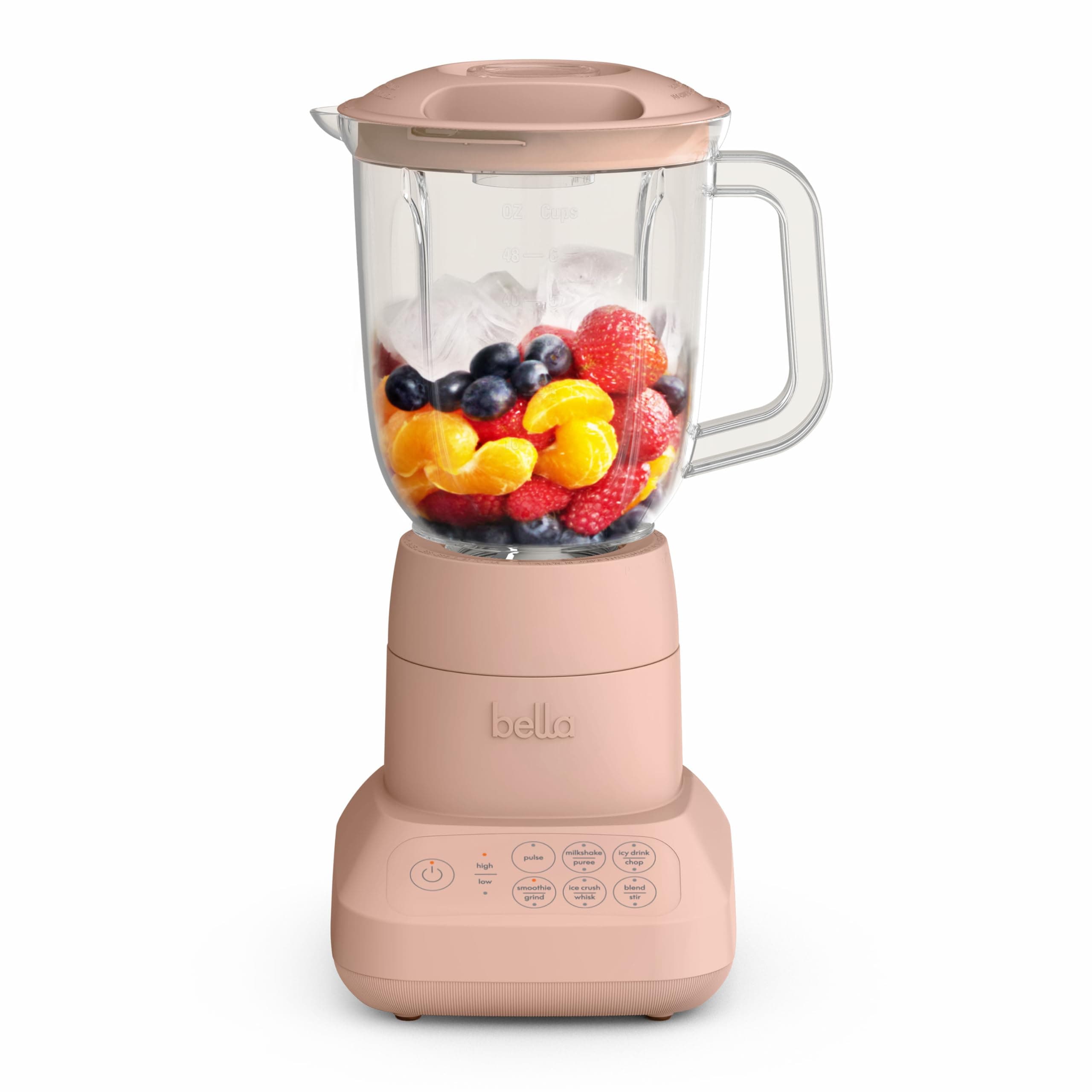 Bella 10-Speed Countertop Blender, Juicer & Smoothies, Slim & Foldable Design, Removable Dishwasher Safe, 40oz Carafe & Lid, Stainless Steel Blade, 450W, Flower
