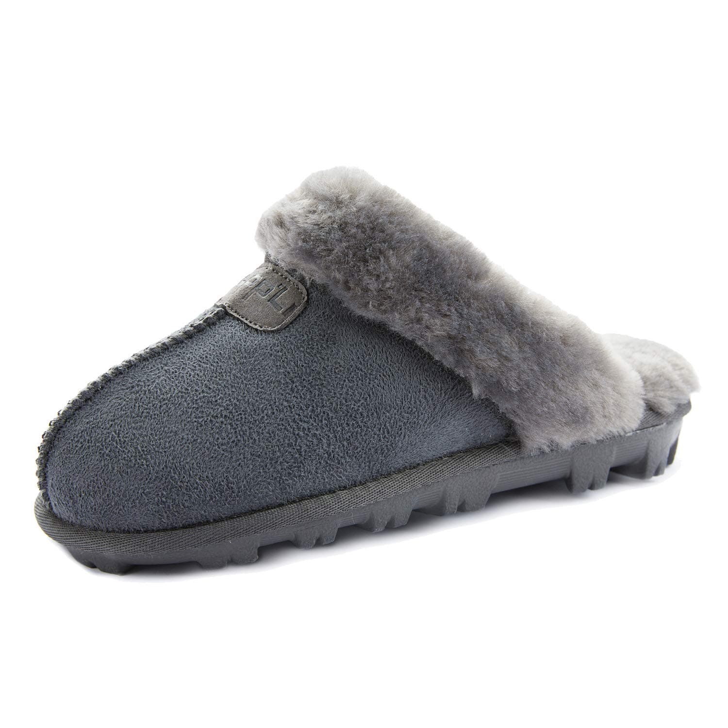 CLPP'LI Womens Slip on Faux Fur Warm Winter Mules Fluffy Suede Comfy Slippers