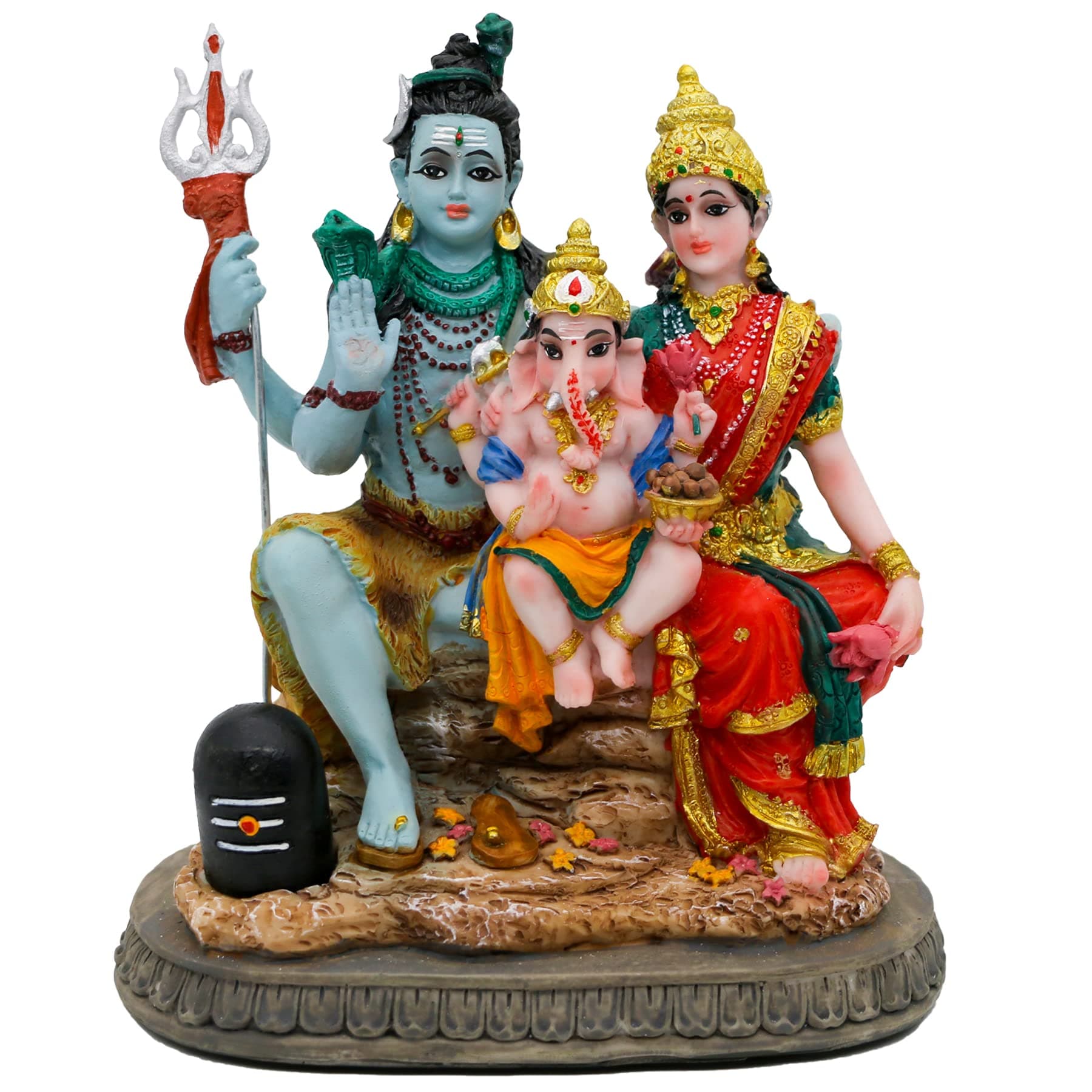 alikiki India God Shiva Family Statue - 6.1”H Hindu Idols Shiva Family Sculpture Shiva Ganesh Shiva Parvati Murti Moorti Pooja Idol Diwali Gifts Puja Gifts Home Office Temple Mandir Altar Decor