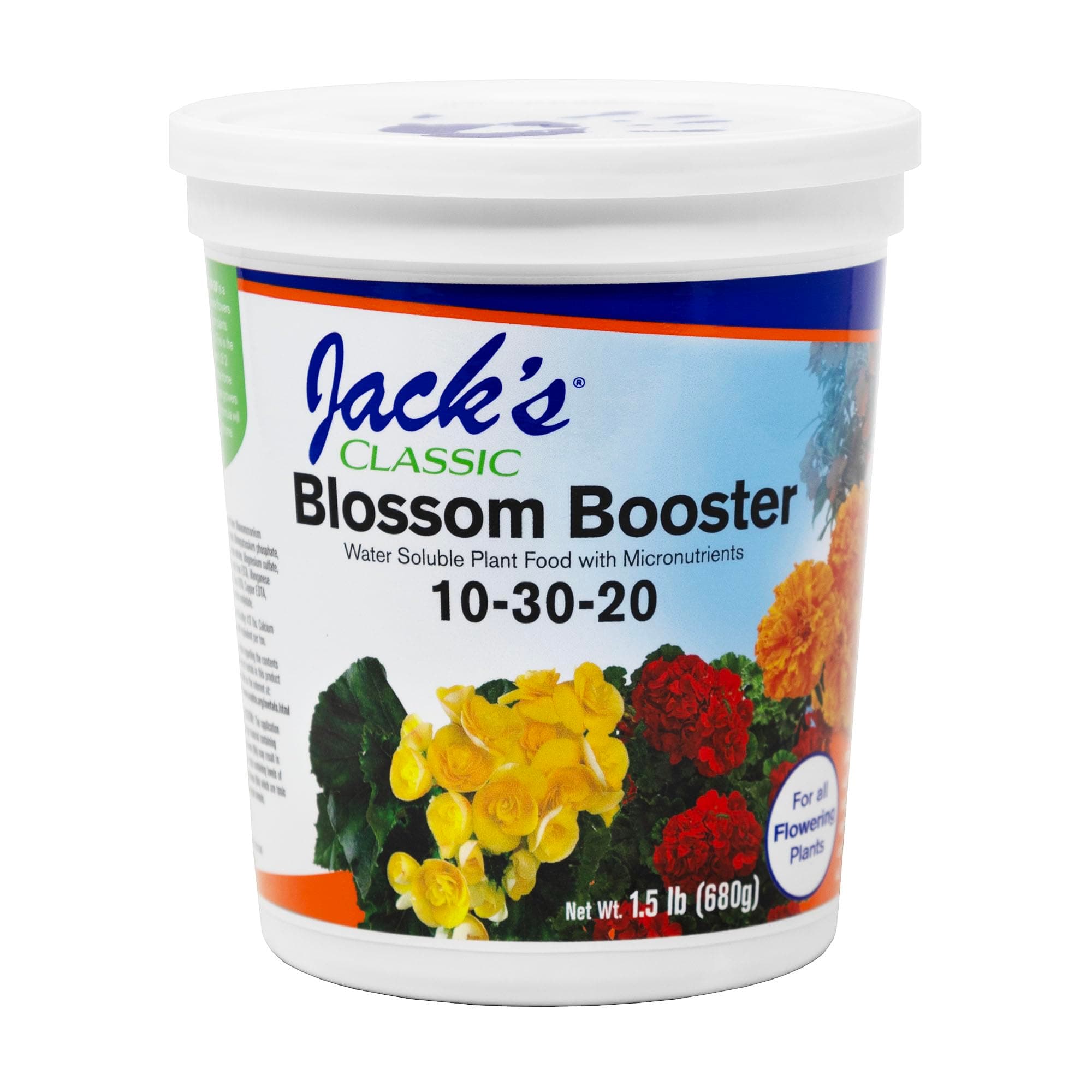 10-30-20 Blossom Booster Water-Soluble Fertilizer with Micronutrients for Increasing Color and Quantity of Blooms in Flowering Plants, 1.5lbs