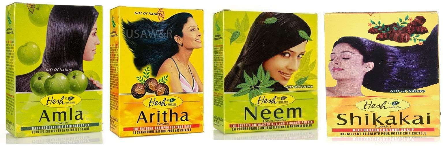 Amla Powder 100G, Neem Powder 100G, Shikakai Powder 100G, Aritha Powder 100G - 1 Complete Hair Care Combo Pack