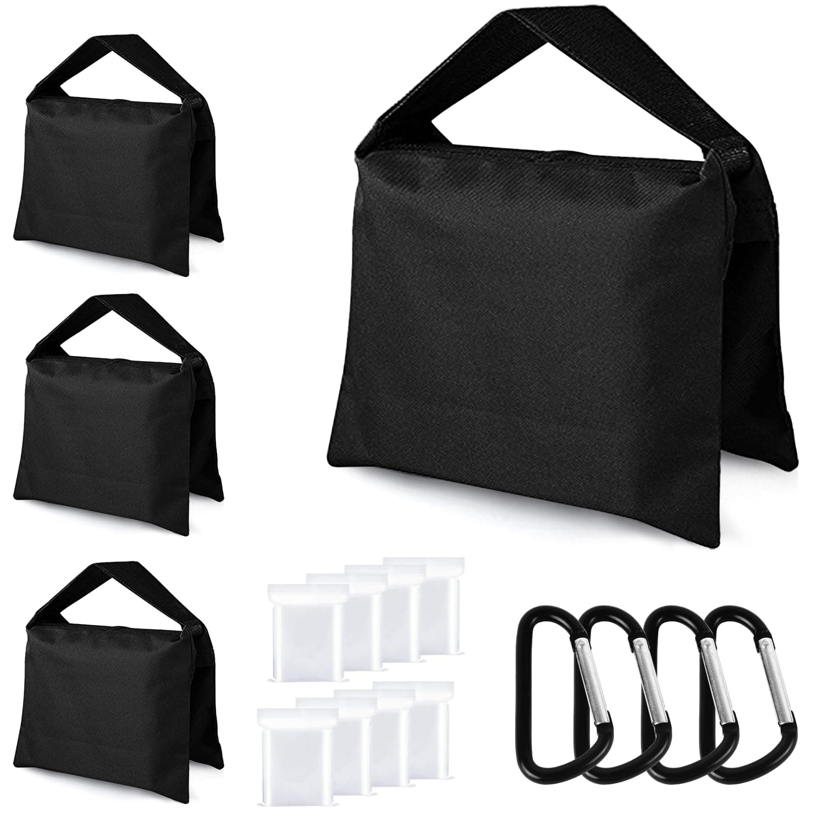 Super Heavy Duty AbcCanopy SANDBAG SADDLEBAG DESIGN 4 WEIGHT BAGS FOR PHOTO VIDEO STUDIO STAND (black)
