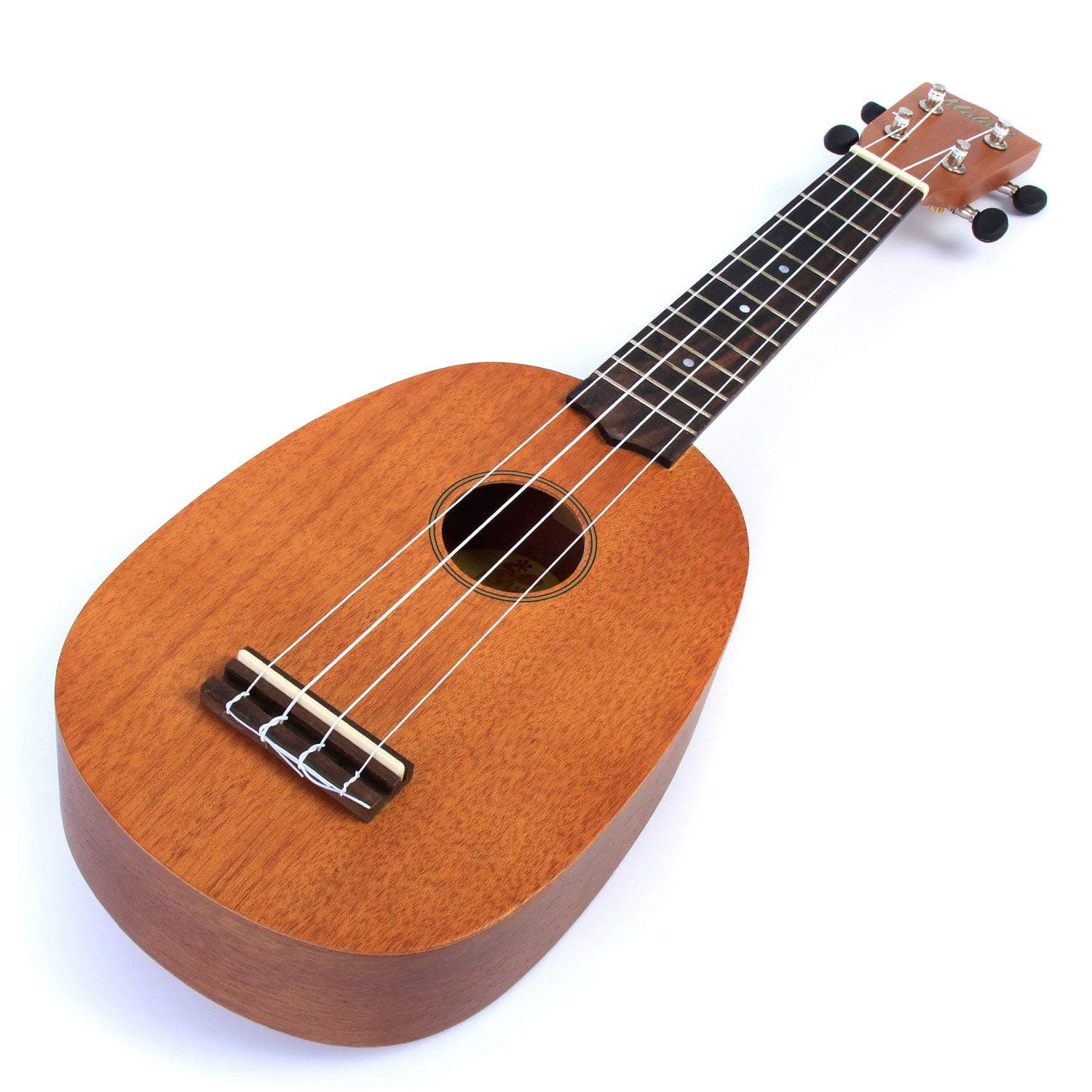 Malani Pineapple Ukulele: Mahogany Soprano Ukelele Uke in Natural Mahogany plus 150+ downloadable pages of Uke Songs, Chords, String Stretching Video etc.
