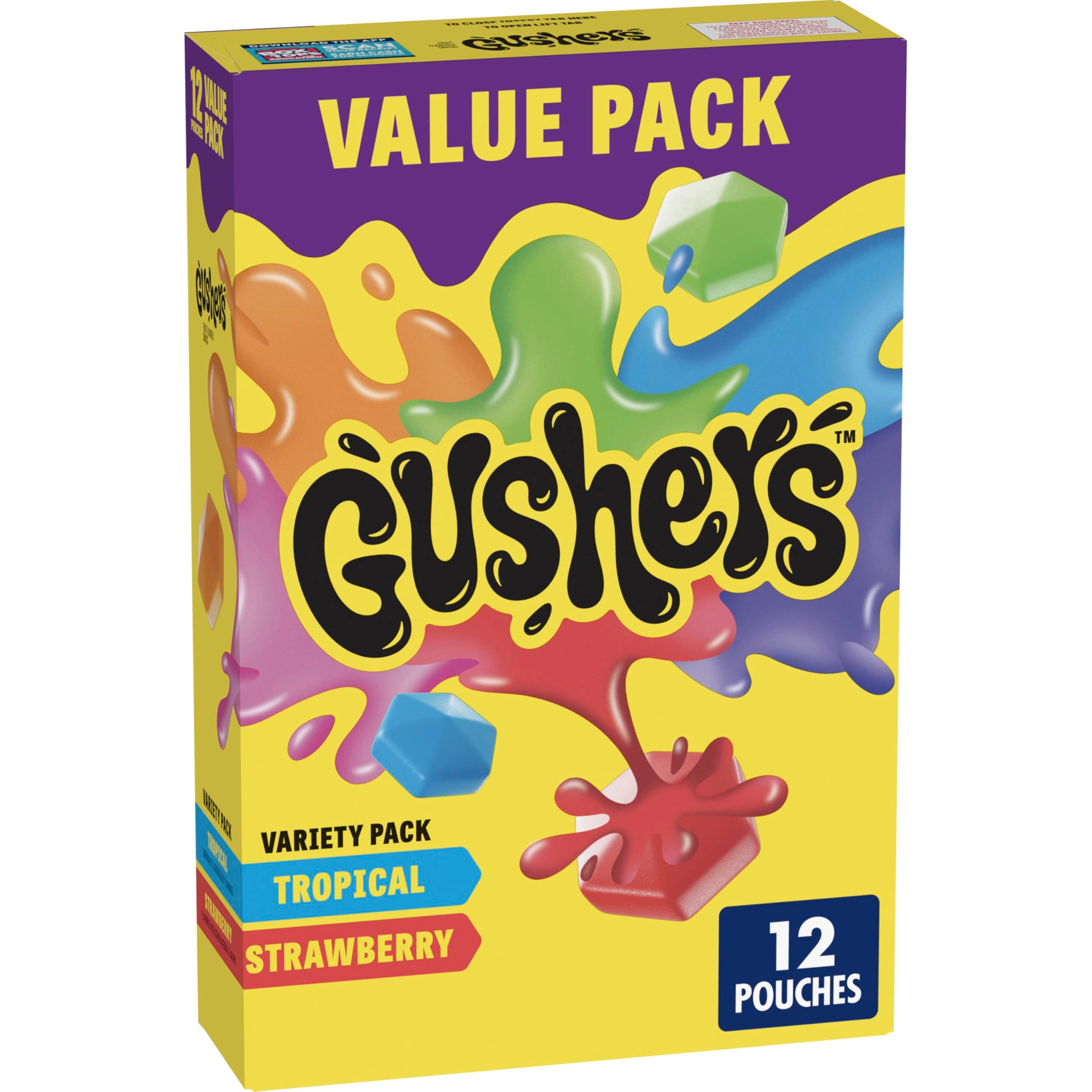 Variety Pack Fruit Gushers Fruit Flavored Snacks, Tropical Flavors Naturally Flavored, Strawberry Splash Naturally Flavored, 12 Count, 9.6 Oz (272 g)