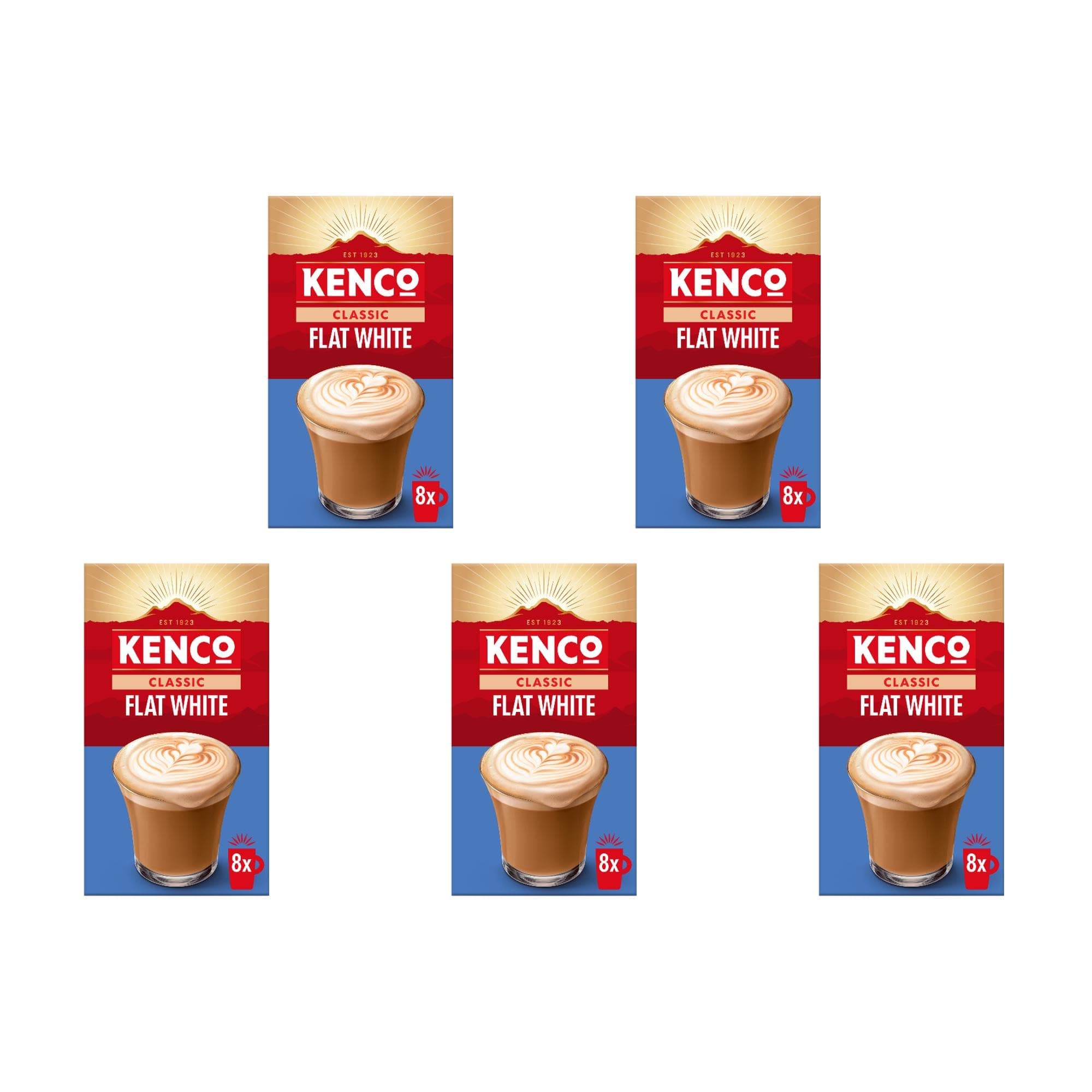 Flat White Instant Coffee Sachets s 8x14.8g (Pack of 5, Total 40 Sachets, 592g)