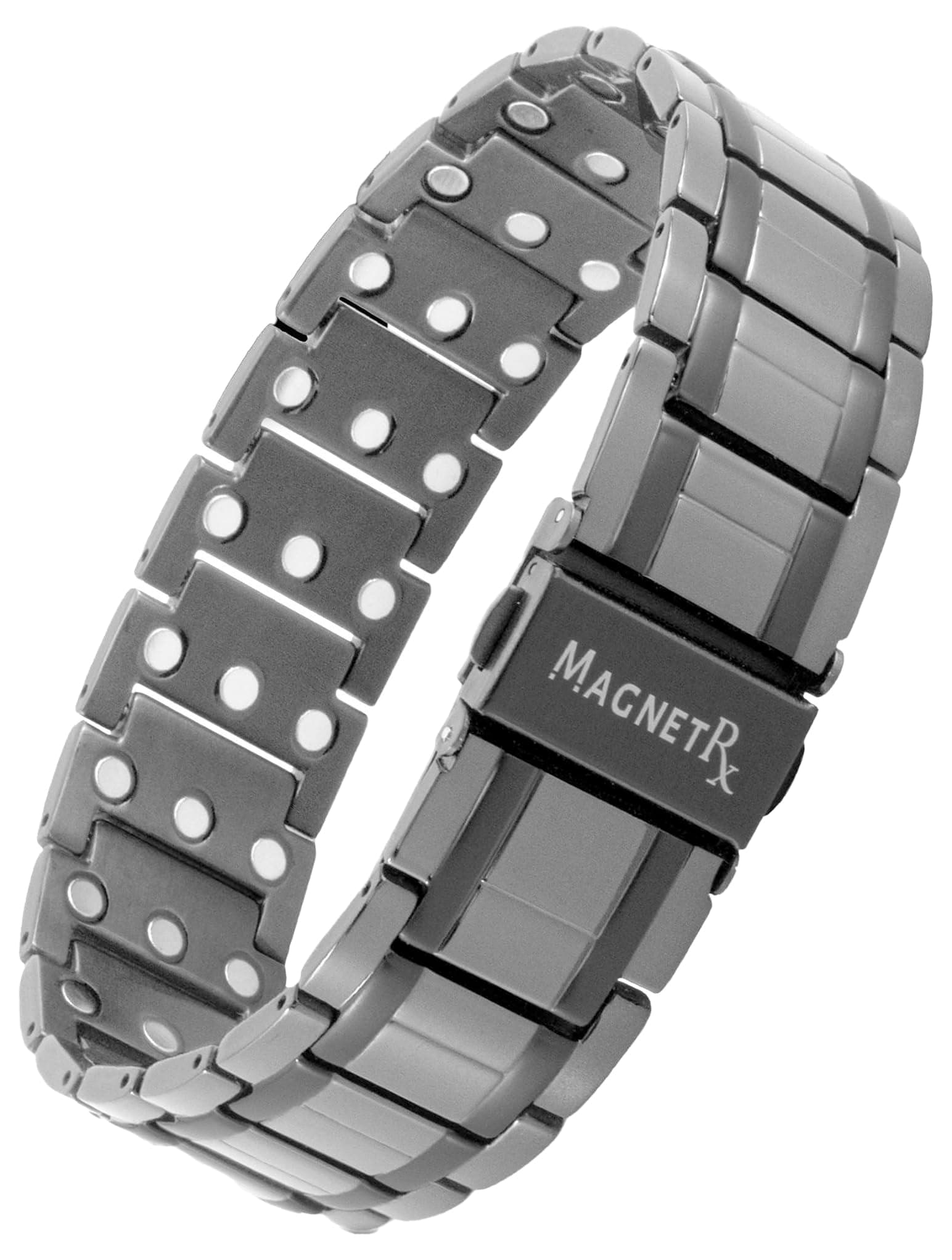 MagnetRX® 3X Strength Magnetic Bracelet for Men - Effective Magnetic Mens Titanium Bracelet - Adjustable Length with Premium Fold Over Clasp & Size Tool & Gift Box (Gunmetal)
