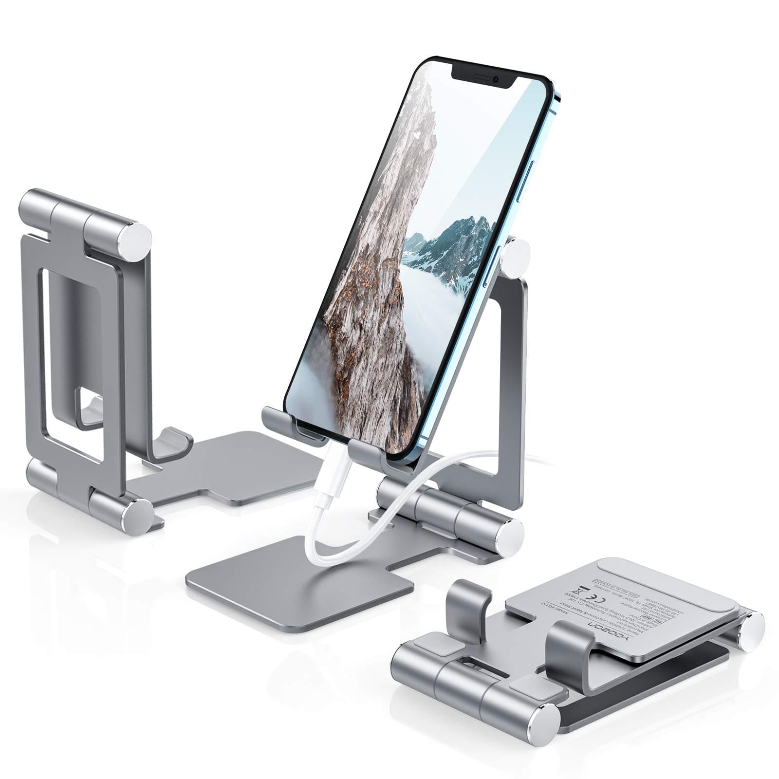 yoozon Tablet Stand, iPad Stand for Desk, Phone Stand Aluminium for New iPad 2021/iPad Mini/Pro 12.9/11/10.5, iPhone 13/13 Pro Max/13 Pro/13 Mini, Surface Pro, Samsung Tab, MatePad