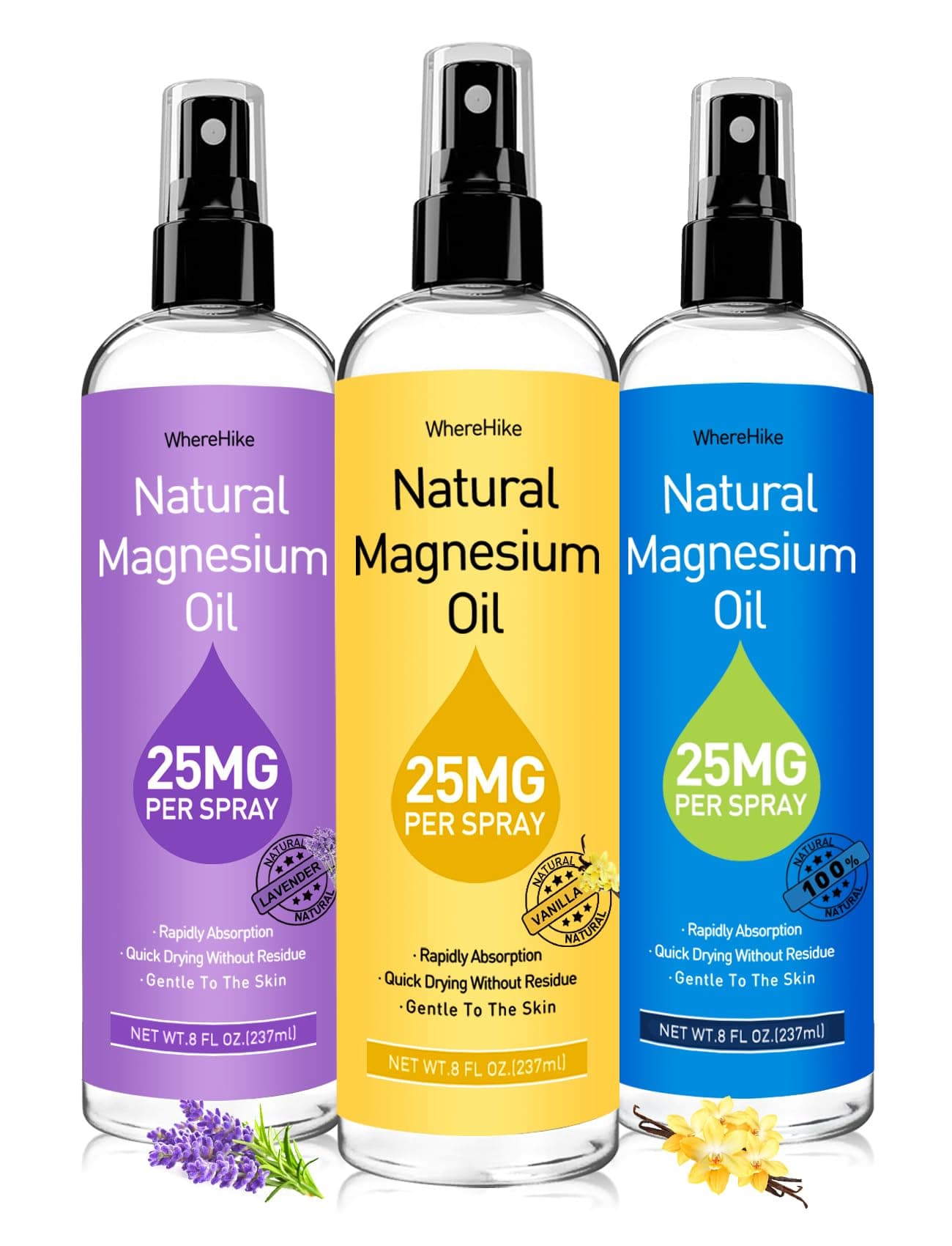 Stilip Magnesium Spray, Pure Magnesium Oil Spray for Feet,Ideal Gift for Muscle Relaxation&Better Sleep,Rapid Absorption,Quick Drying Without Residue-Vanilla