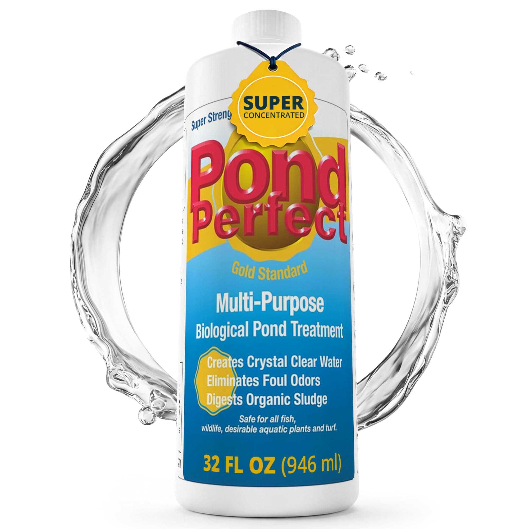 TLC PondPerfect Natural Pond Bacteria Treatment – Improves Clarity, Digests Sludge & Odors – Safe for Fish & Koi – Non-Chemical, Easy Liquid Dosing. 32 oz (946 ml).