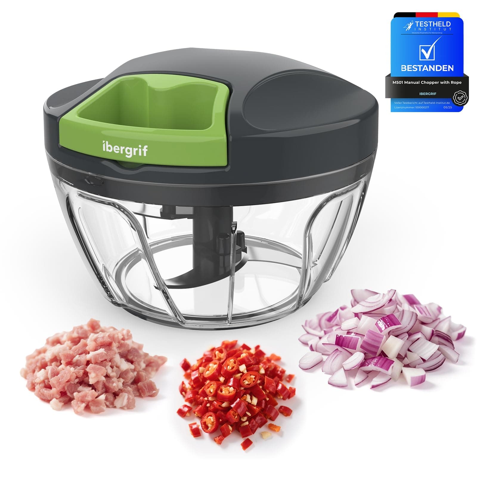 M501 Manual Food Chopper, Multi-Functional Onion Cutter for Kitchen, Pull Chopper BPA Free, Dishwasher Safe, Easy Pull Food Processor for Onions, Garlic, Nuts