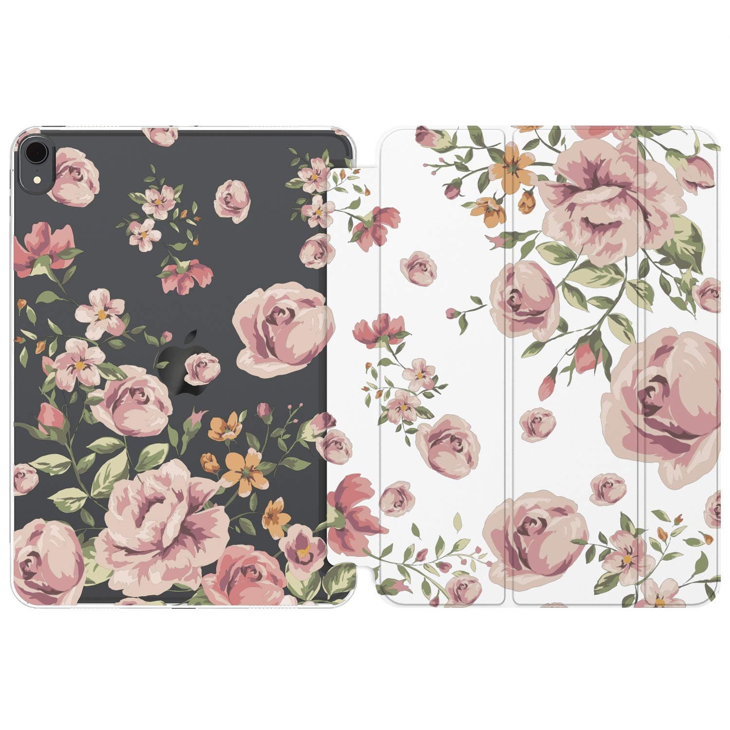 Cavka Case for Apple iPad Air 5th 2022 4th 2020 Gen 3th 10.2 12.9 Pro 11 10.5 9.7 Mini 6 5 4 3 2 1 Print Girl Painted Floral Pattern Magnetic Roses Pretty Watercolor Stand Closure Cute Design Pastel