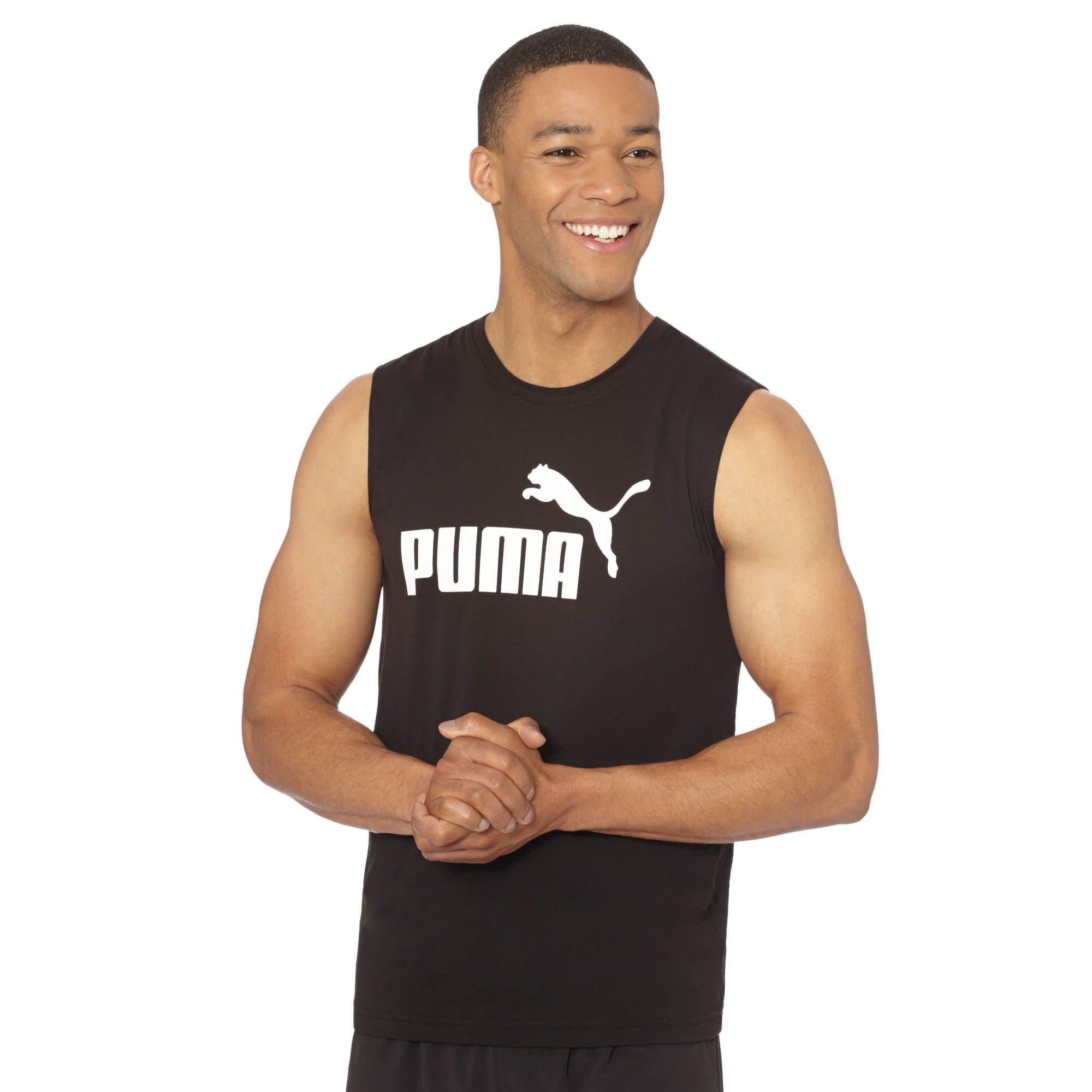 Puma Men's Essential No 1 Logo Sleeveless Tee, Black/White, Large