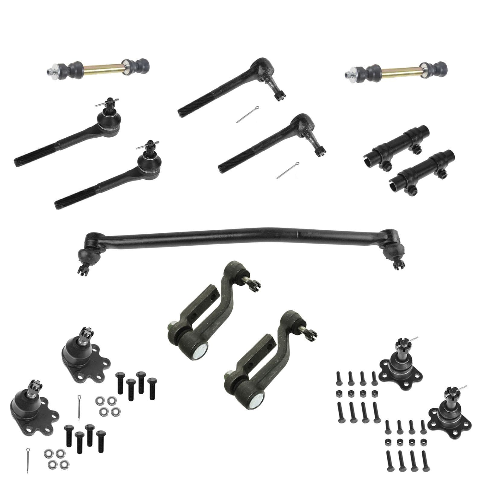 TRQ Front Steering & Suspension Kit Ball Joint Center Link Idler Arm & Bracket Assembly Sway Bar Stabilizer Link Set Tie Rod Tie Rod Adjusting Sleeve Compatible with Chevrolet GMC