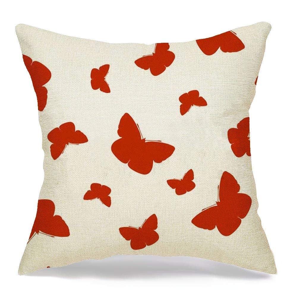 Pillow Cover Butter Orange Simplicity Butterflies Animals Wildlife Baby Freedom Butterfly Cute Drawing Soft Decorative Linen Square Throw Pillow for Couch Sofa Cushion Cover 16x16 inch