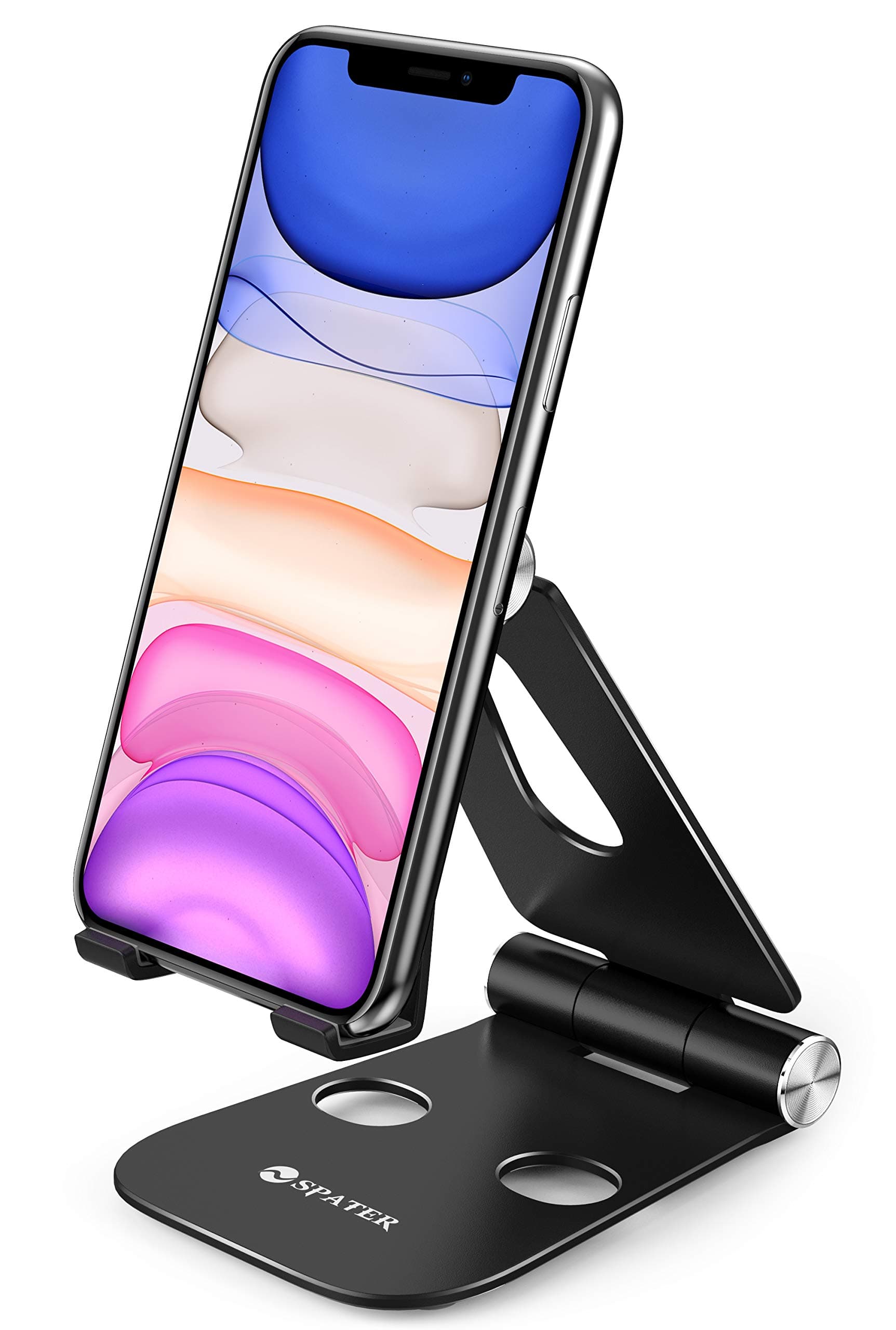 Metallic Adjustable Stand for iPhone 11 Pro Max and iPads, Home or Office Cell Phone Holder Dock for Samsung Galaxy Tabs, Google Nexus, LG, Kindle Fire Nitendo Switch and More