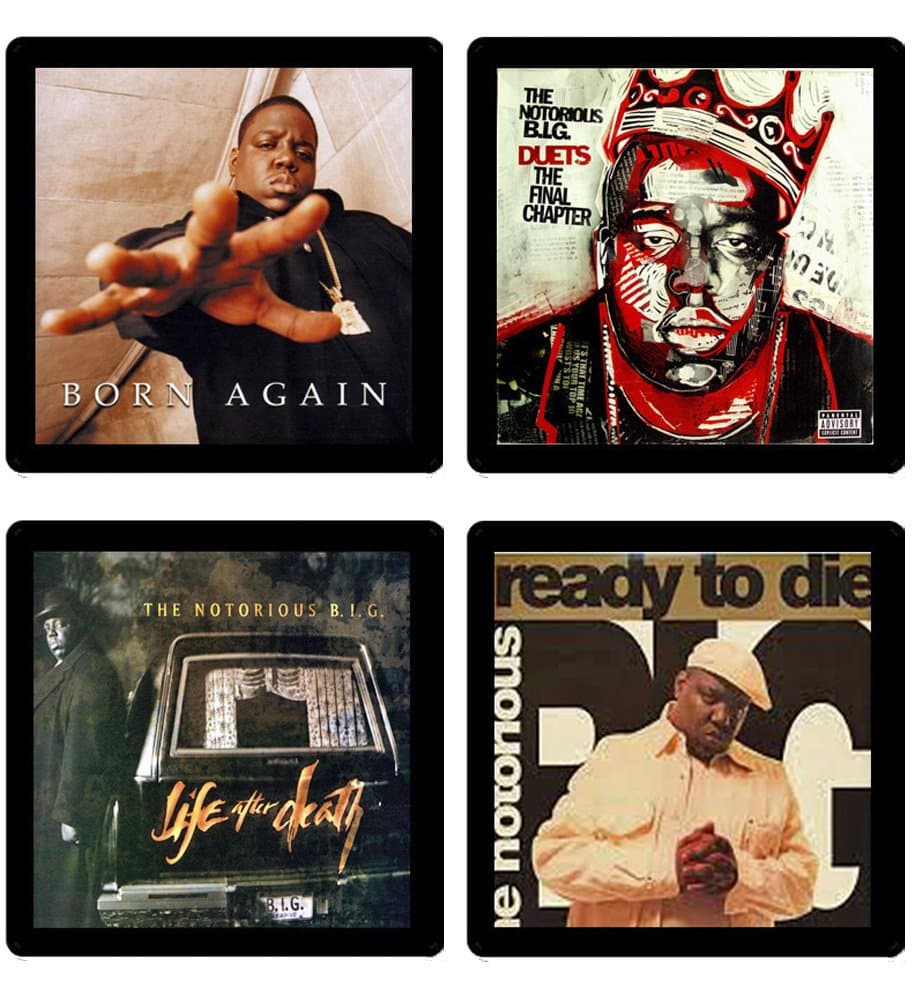 Notorious BIG Collectible Coaster Gift Set - (4) Different Album Covers Reproduced Onto Soft Coasters B.I.G.