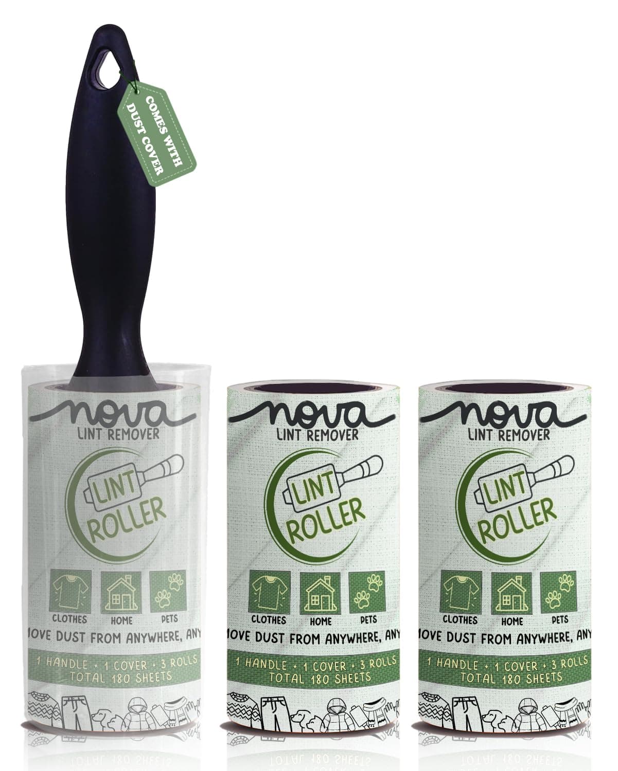 Lint Roller for Clothes Pet Hair Fur Remover from Clothes Lint Remover for Clothes Lint Remover Roller with Cover| 3 Refill (10 Cm) X 60 Sheets = 180 Sheets | Standard Roller LINT