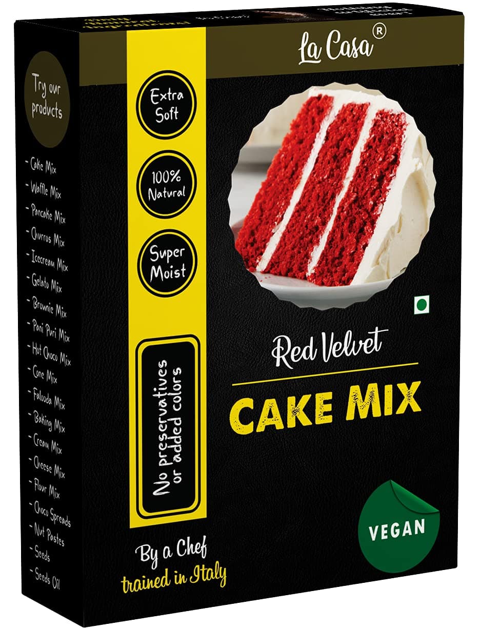 La Casa Gelato Red Velvet Eggless Cake Mix, 300 gm