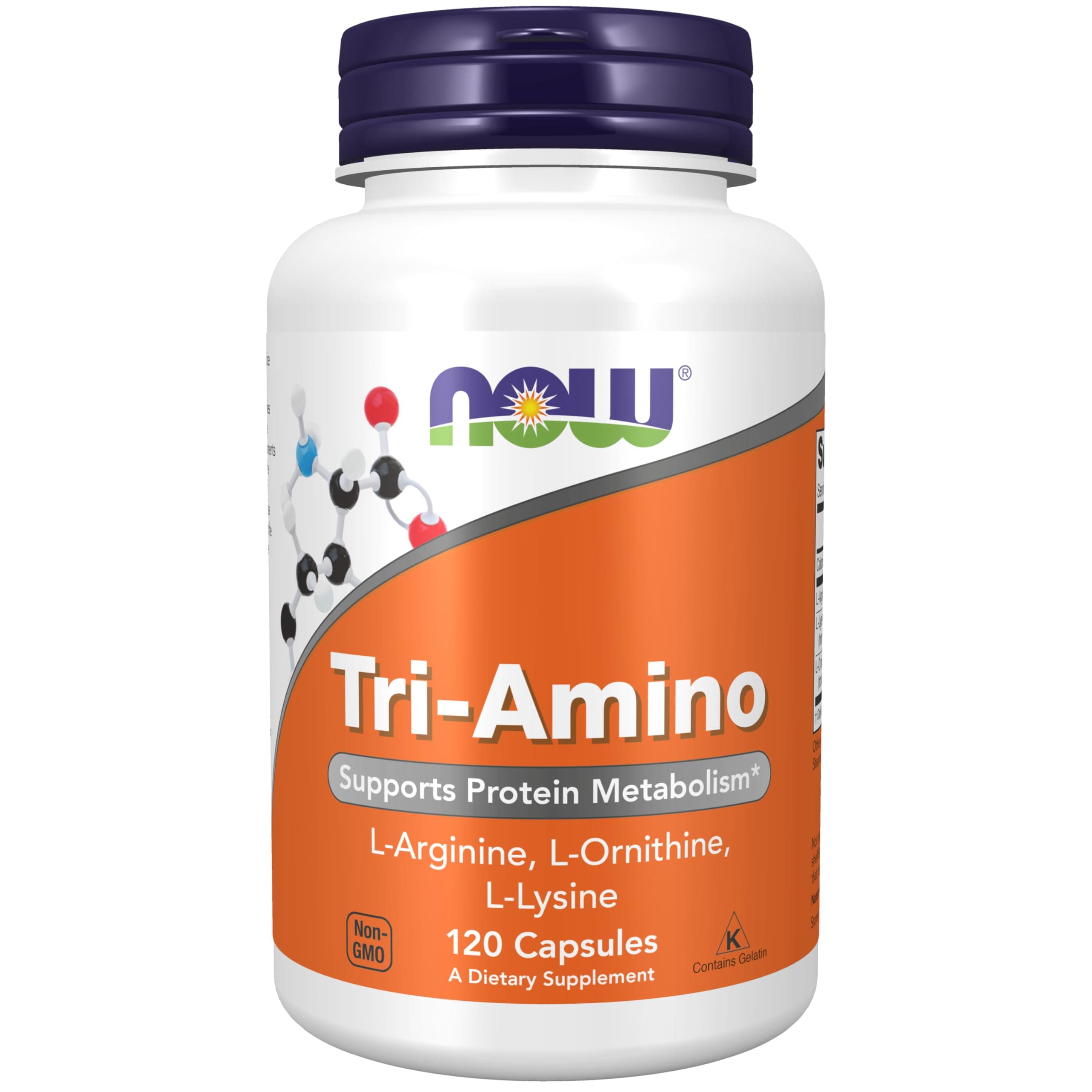 Supplements, Tri-Amino with L-Arginine, L-Ornithine, L-Lysine, Supports Protein Metabolism*, 120 Capsules