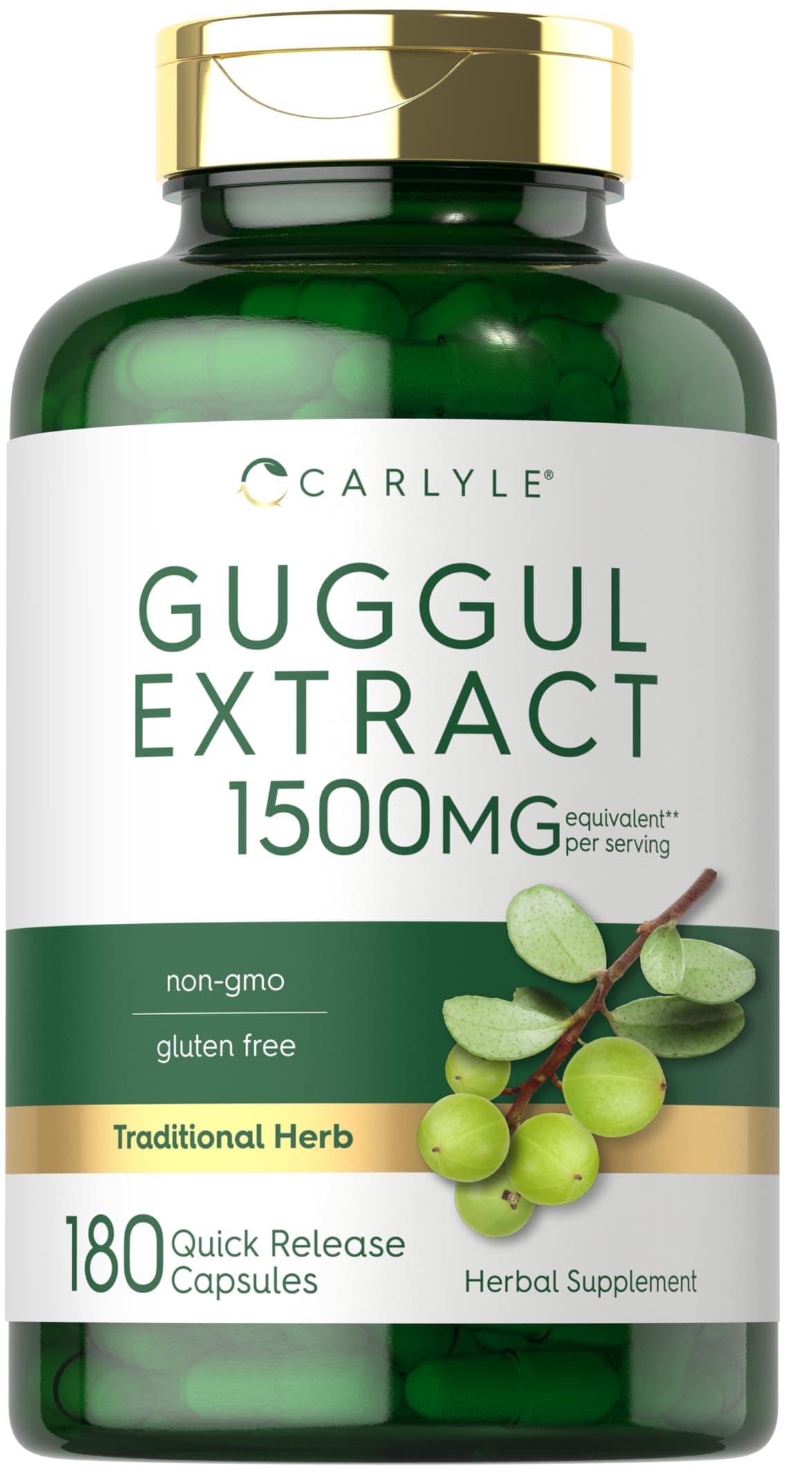 Carlyle Guggul Extract Supplement | 180 Capsules | Guggulsterone | Non-GMO and Gluten Free