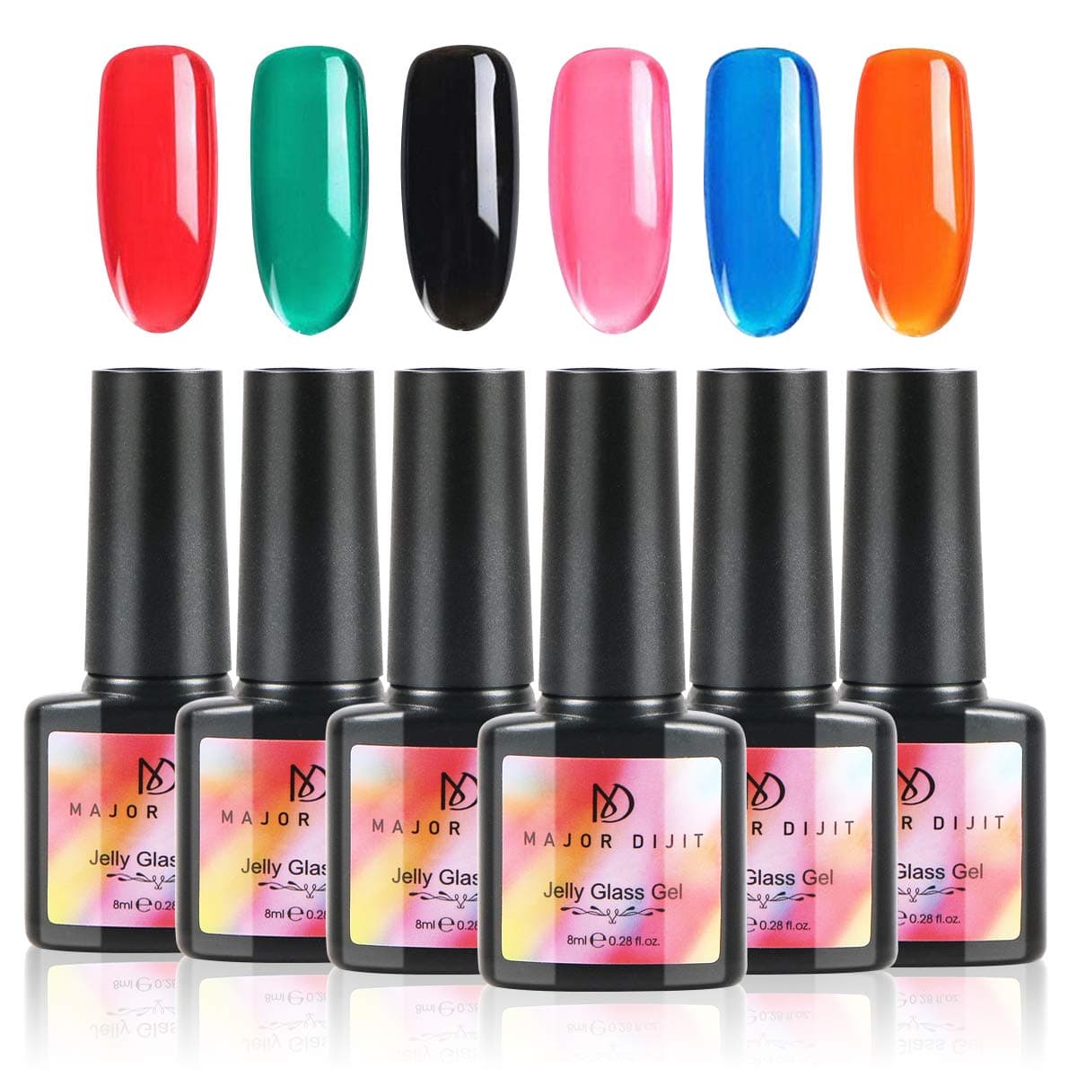 Gel Nail Polish Crystal Summer Sweet Jelly Nail Gel Polish Kit - 8 ML 0.28oz 6 Bottles UV LED Lamp Required Soak Off Gel Polish DIY Nail Art at Home with Storage Box