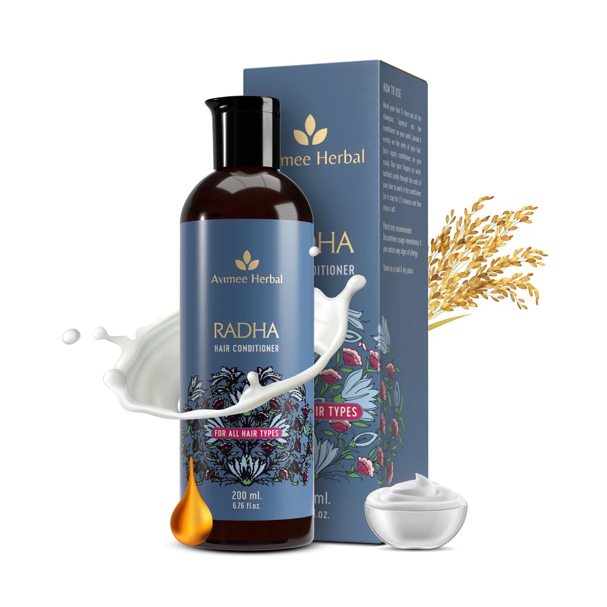 Avimee Herbal Radha Hair Conditioner For All Hair Type | Makes Hair Silky Soft | For Damaged & Weak Hair | 200 Ml