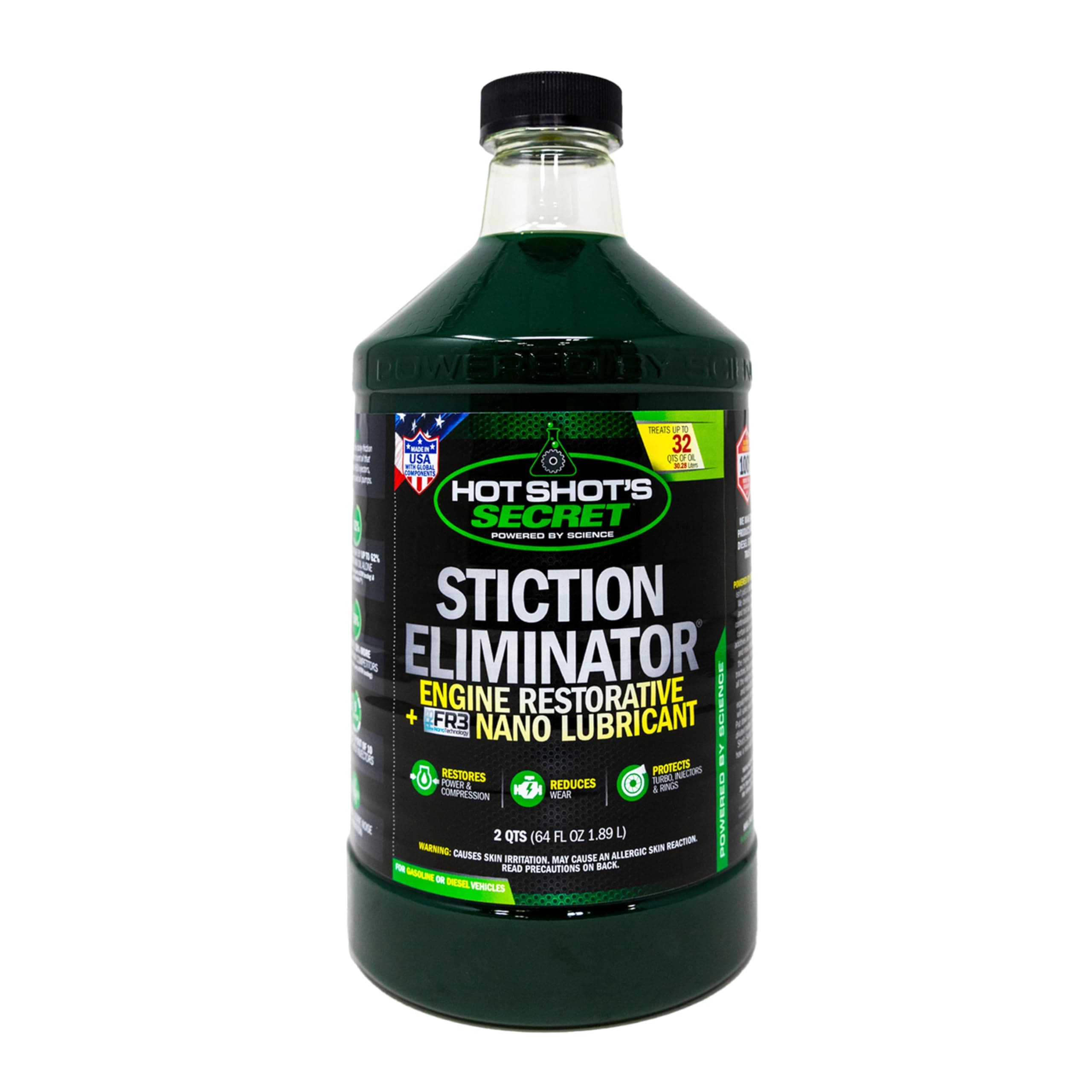 Hot Shot’s Secret Original Stiction Eliminator 64 oz – Treats 32 Quarts of Oil – Oil Additive for Gas & Diesel Engines, Reduces Wear, Restores Power, Protects Injectors, Eliminates Injector Stiction