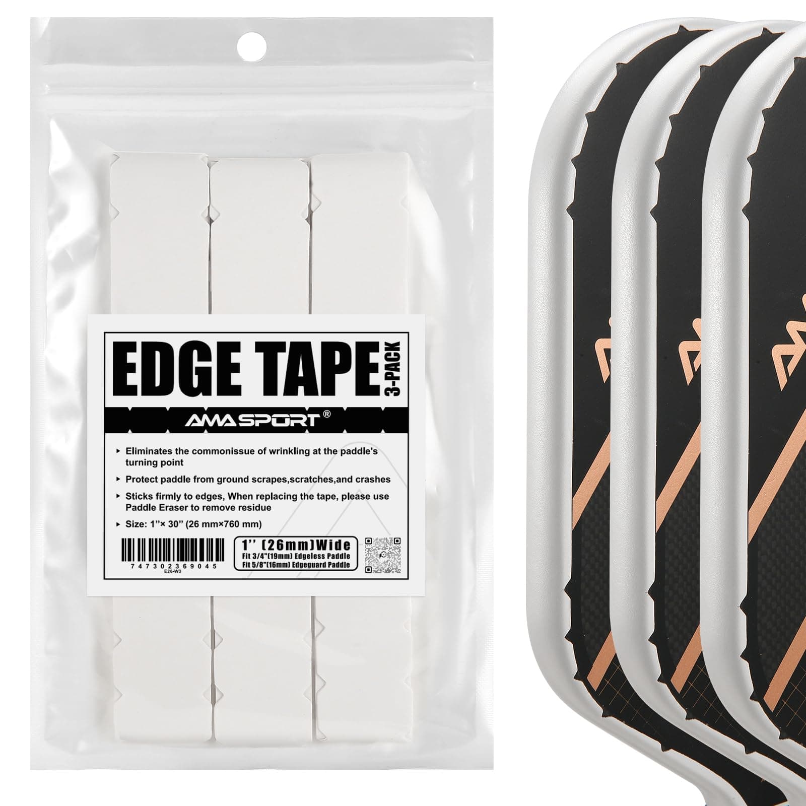 Pickleball Paddle Protection Tape - Paddle Head Edge Guard - Racket Edge Protection Tape -Fit Perfectly Curved Edge -No Wrinkling