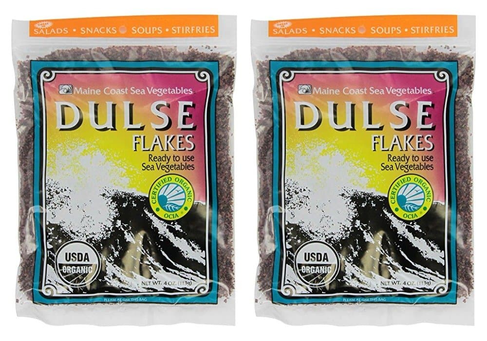 Dulse Flakes - Certified Organic- Sea Vegetables, washed, Pure Vegan- Maine Coast 4oz. (Pack OF 2)