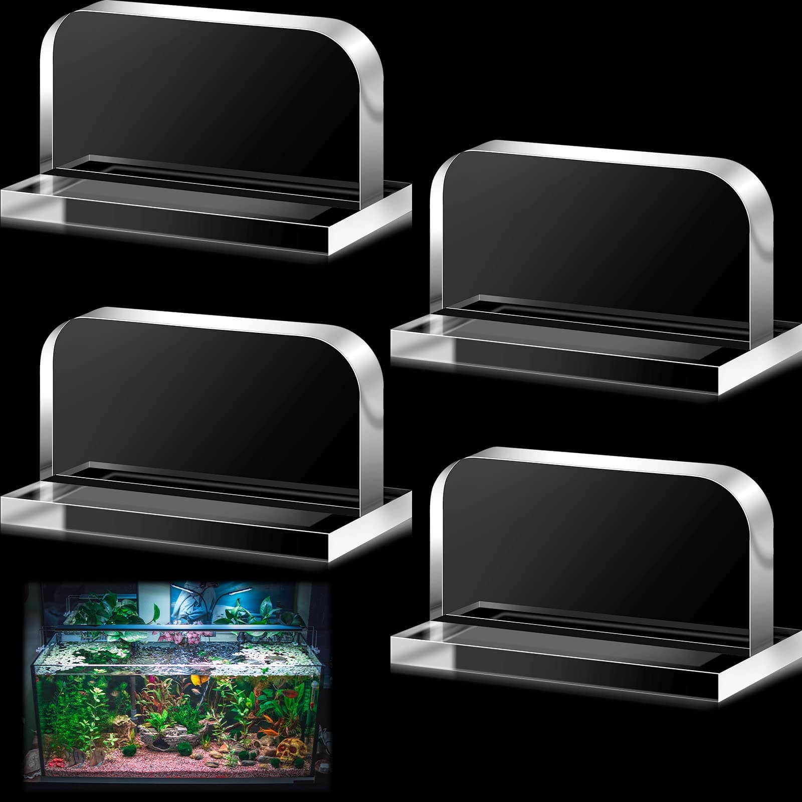 Qunclay 4 Pcs Aquarium Lid Handles Acrylic Fish Tank Cover Handles Adhesive Tank Lid Replacement Handle for Aquarium Fish Tank Lid, 2.36 x 1.38 Inch (Transparent)