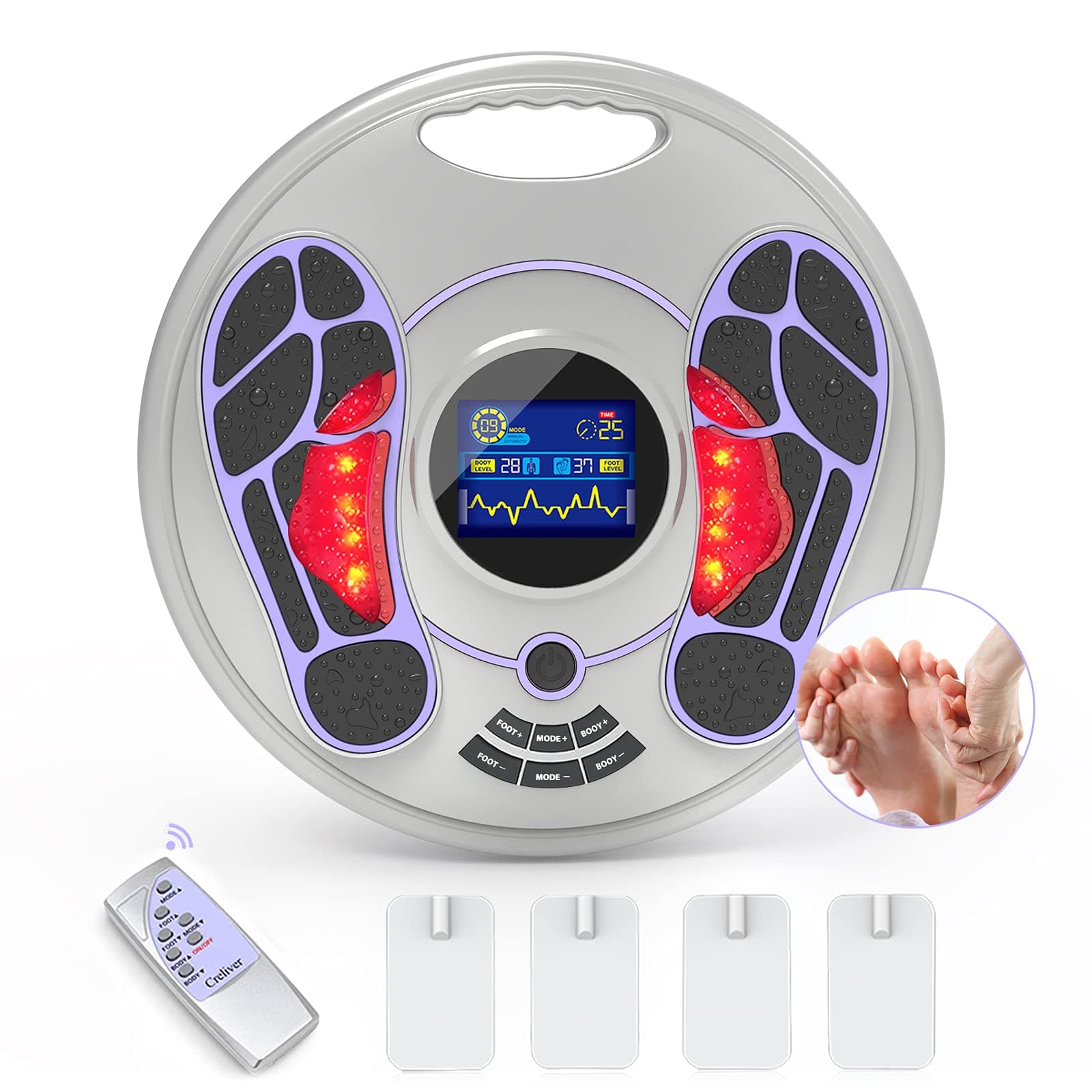 Creliver Medical Foot Massager Machine, Foot Circulation Device for Pain Relieve, Leg Massager Machine to Relieve Foot Fatigue and Lower Limb Neuralgia