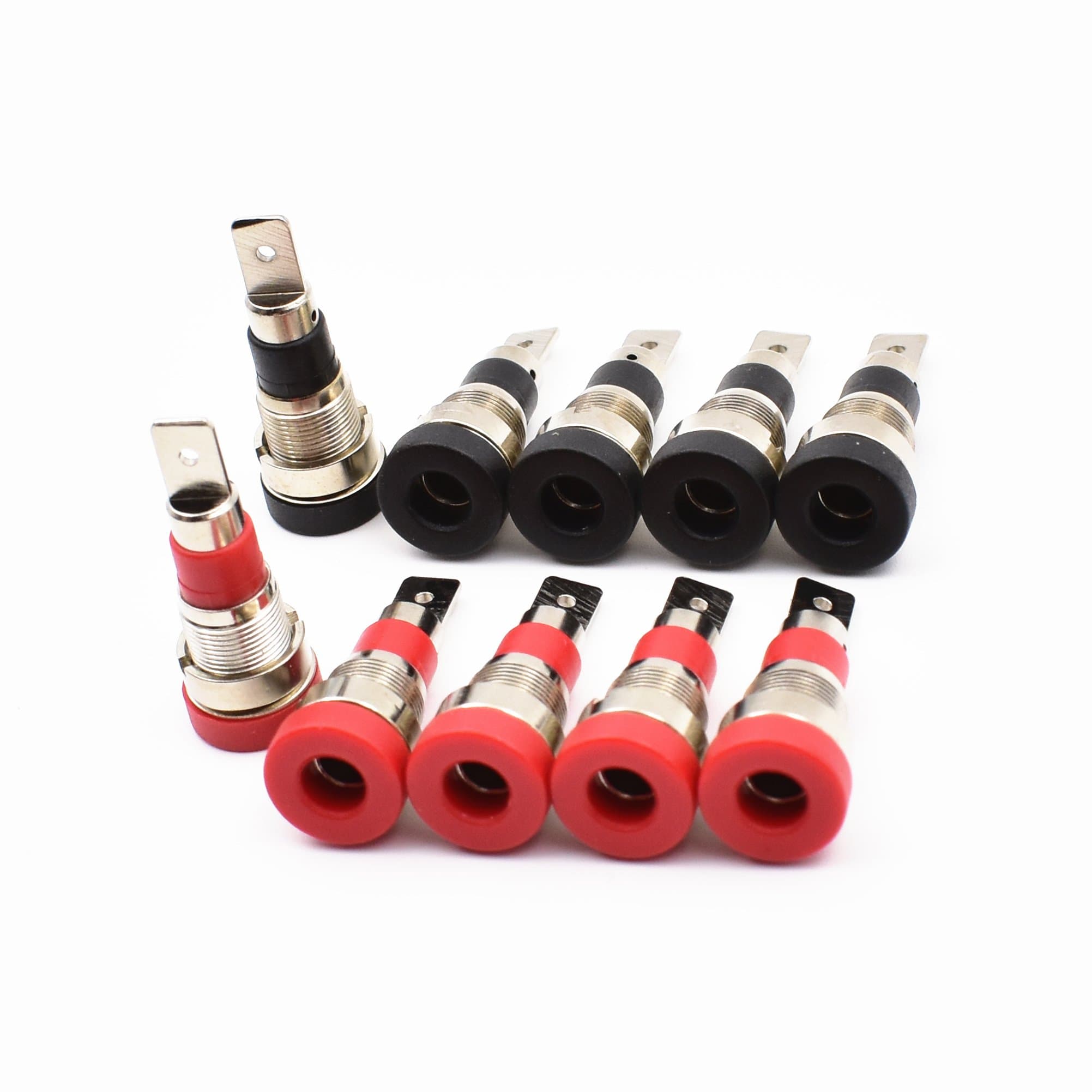 10Pcs Black and Red 4mm Banana Jack Socket Female Adapter Panel Mount Binding Post for 4mm Banana Plug Connectors