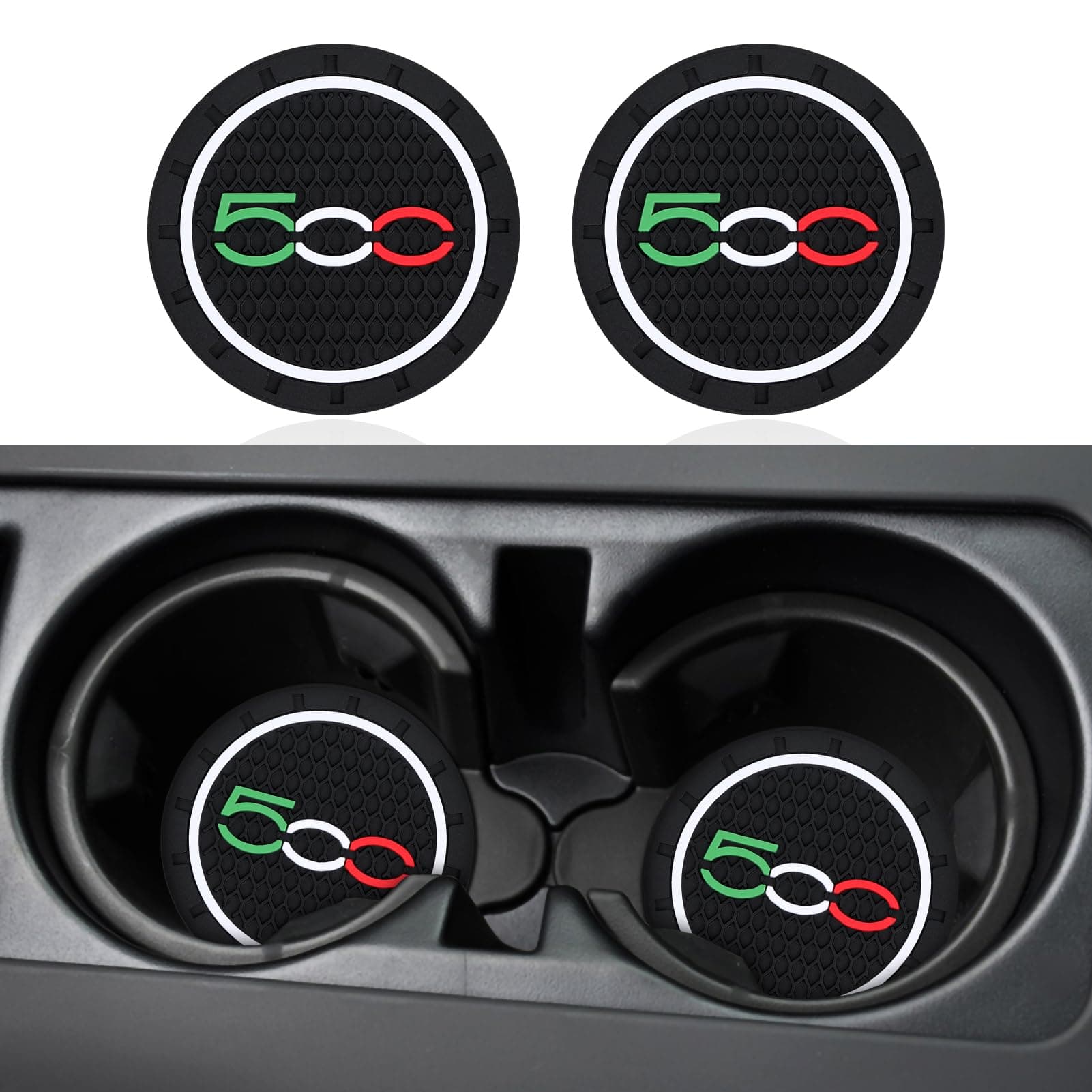 2PCS Car Coaster cup holder Compatible with FIAT 500 500E 500C 500L 500X Accessories (6.8 cm)