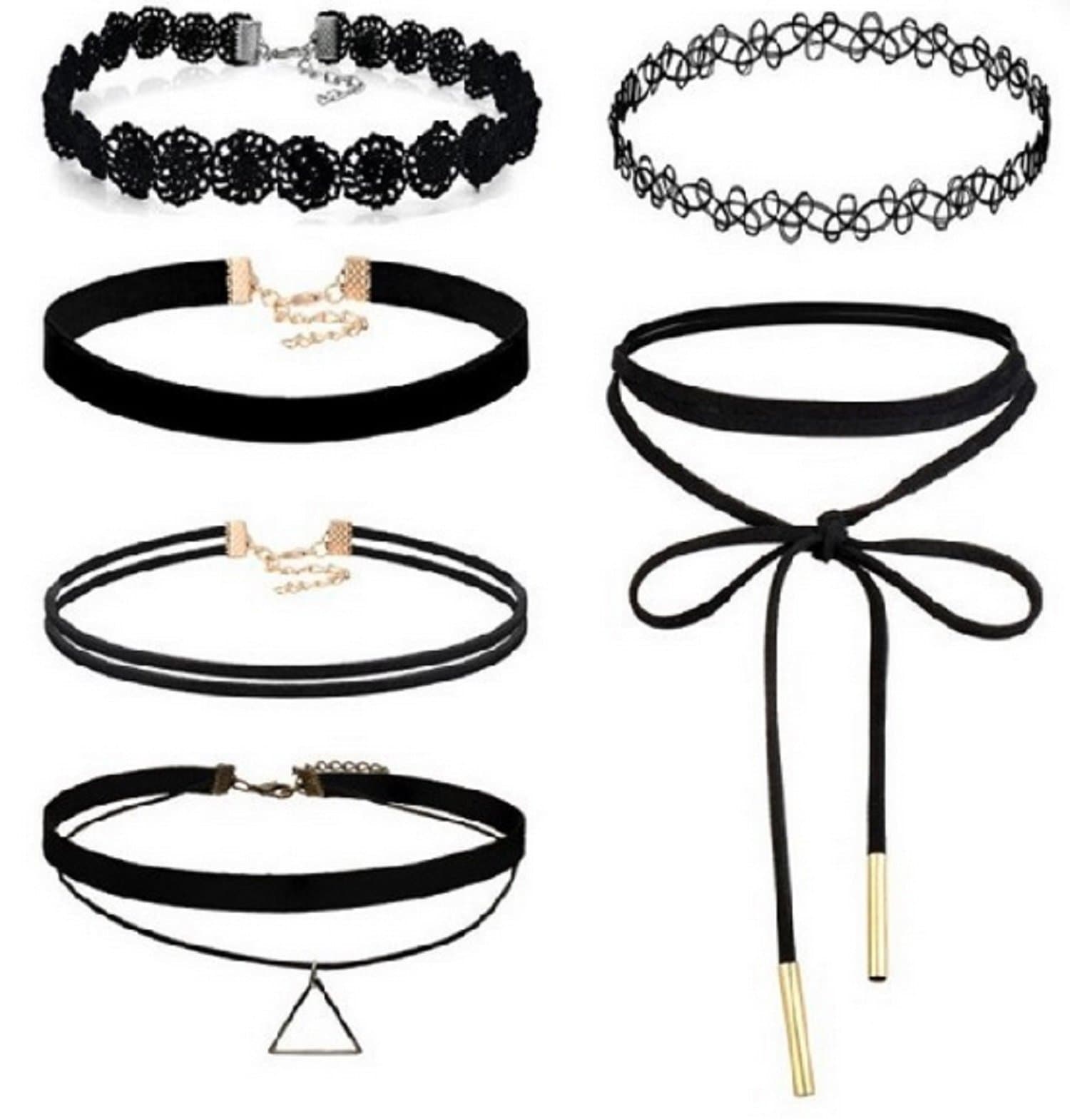 Sheclub® 6 Pieces Black Velvet Choker Necklaces Set Gothic Stretch Tattoo Choker Elastic Tassel Pendant Necklaces for Women Girls …