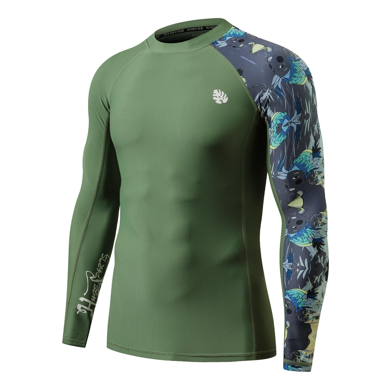 Men's Rash Guard Long Sleeves UPF 50+ UV Sun Protection Quick Drying Splice Compression Swim Shirts