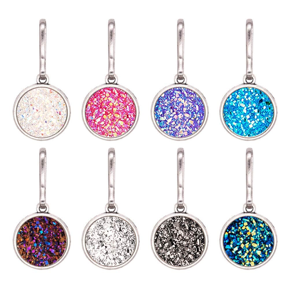 8 Pack Zipper Pulls Charms, Bright Colors Replacement Bling Zipper Pulls, Bling Charms for Jacket, Purse, Packbag