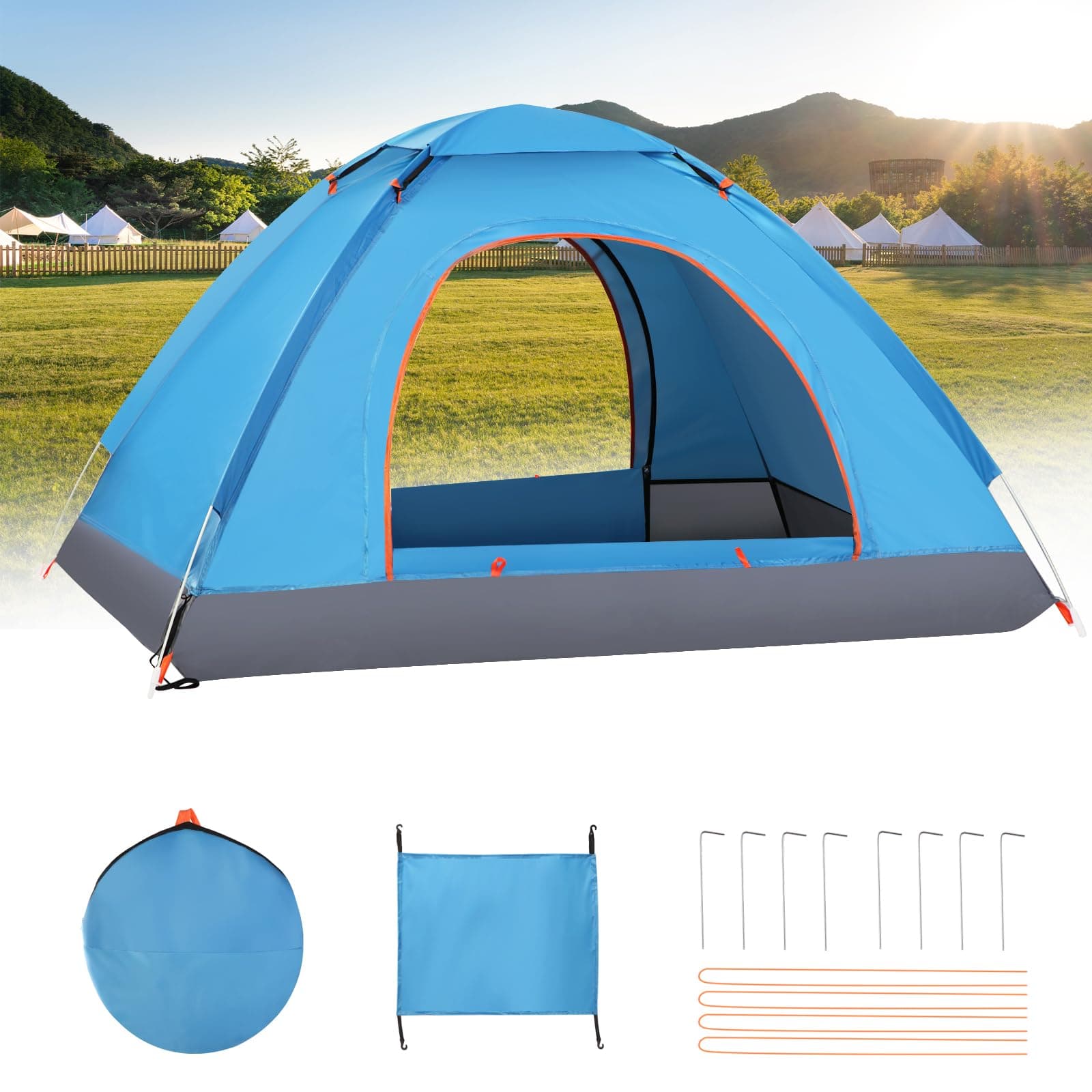 Lishetimig Camping Tent,Automatic 2-3 Man Person Instant Tent,Pop Up Tent, Lightweight, Waterproof, Easy Set Up for Outdoor Camping, Hiking, Mountaineering, Beach, Include Carry Bag