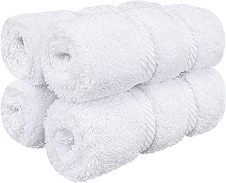 American Soft Linen Luxury Washcloths for Bathroom, 600 GSM 100% Cotton 4 Piece Turkish Wash Cloth Set, 13x13 in Soft Rags for Body and Face, White Washcloths